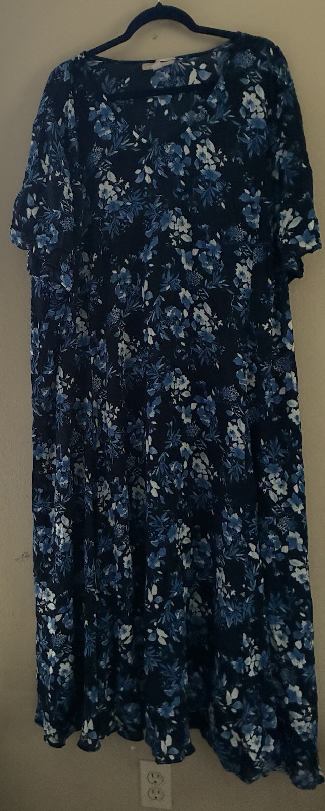 Woman Within Blue Floral Rayon Dress Size 3X