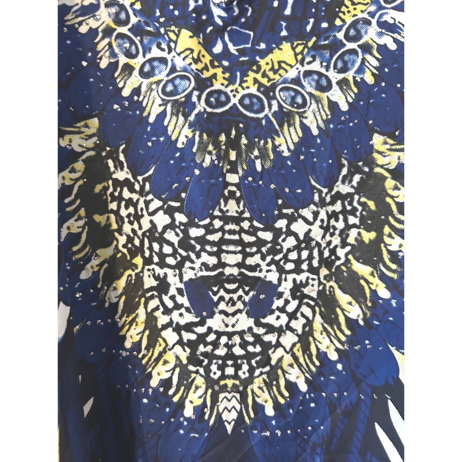 Boho Jessica Taylor NWT Blue Tribal Print Embellished Kaftan Maxi Dress OS
