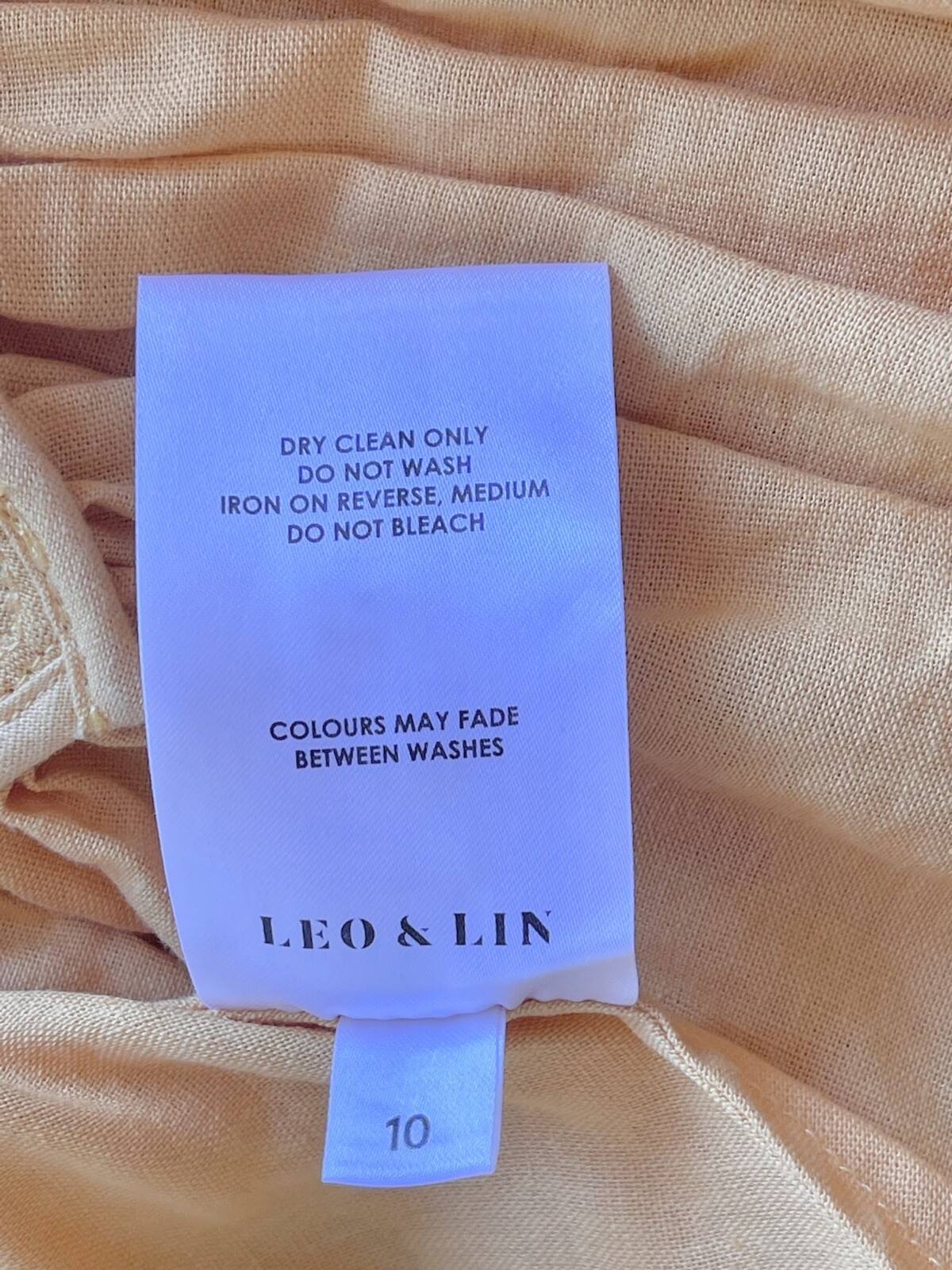 LEO LIN Mini Dress Yellow Pastel Orange Cotton Linen balloon Sleeves SZ AU 10 M