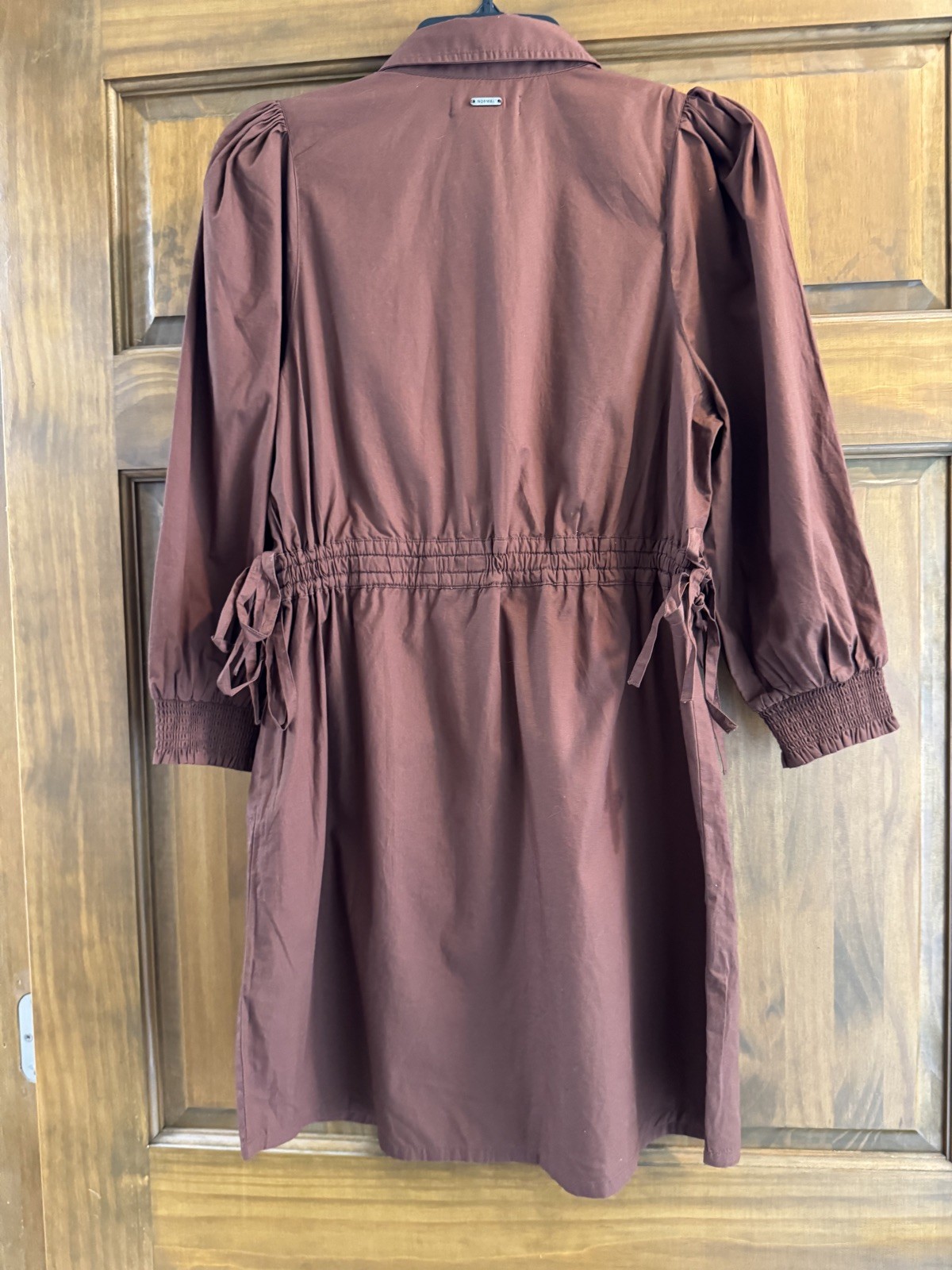 The Normal brand Avery Utility Dress in Espresso Small Button Down Collared NWT