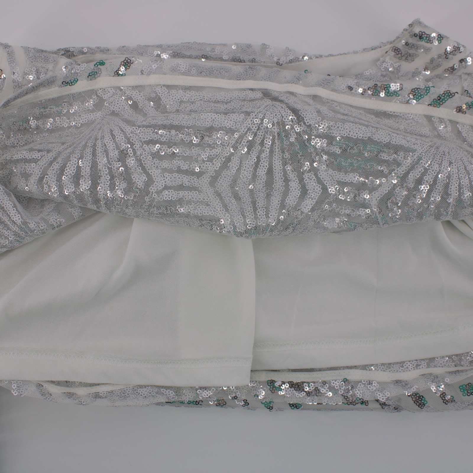 Glam Mini Dress 18 Womens Silver White Sequin Special Occasion Party City Chic