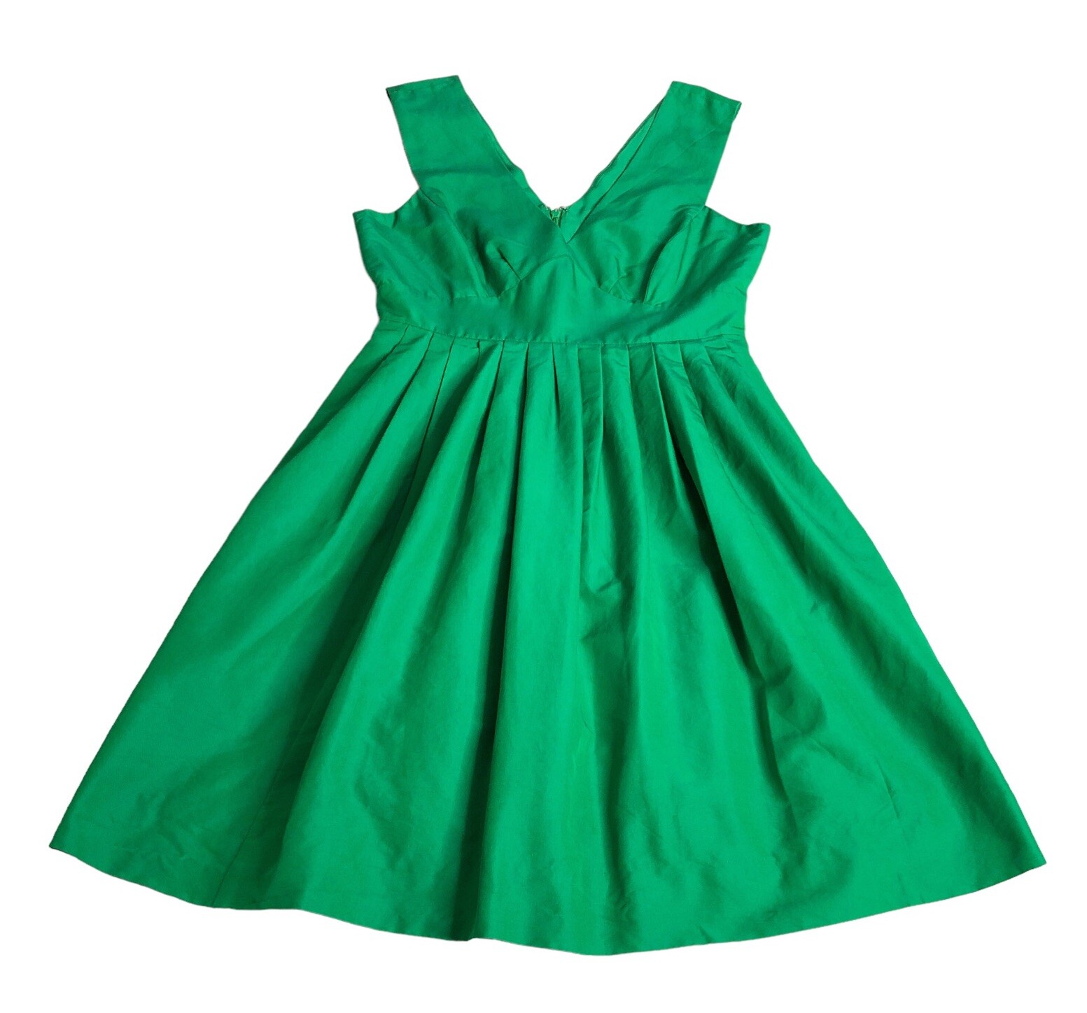 J Crew Kami Faille Fit & Flare Dress Womens 2 Kelly Green Silk Blend Sleeveless