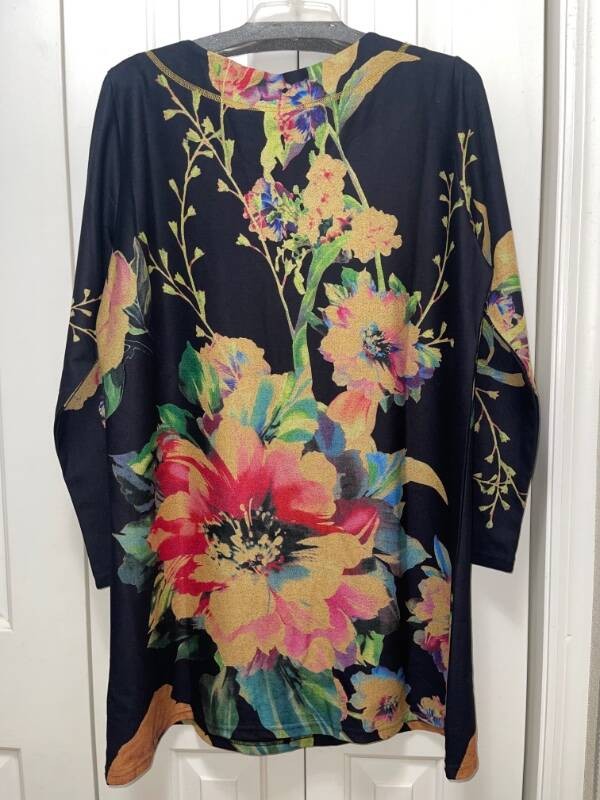 RADZOLI Black Multicolored Floral Shift Dress-Size XL-New With Tags