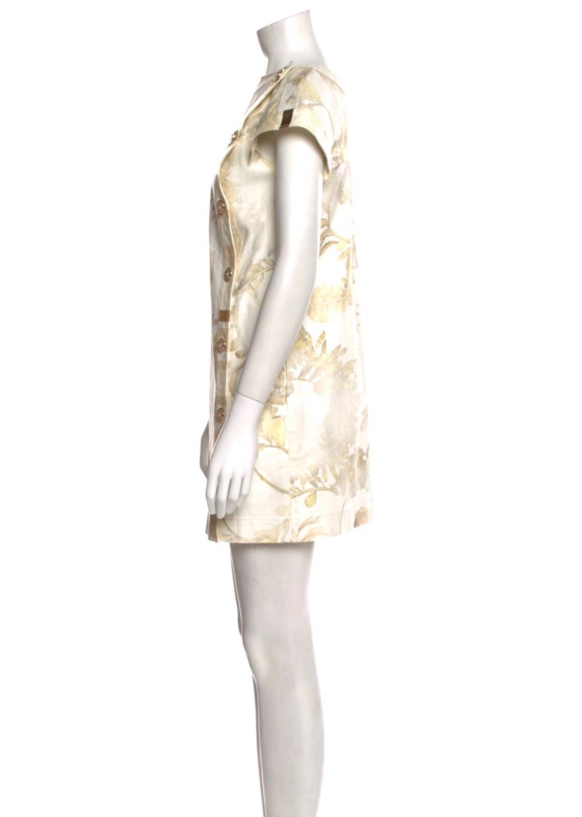 New Chanel 2018 Greece White Denim Gold Leather Mini Dress 34 36 2 4 Logo 18c S