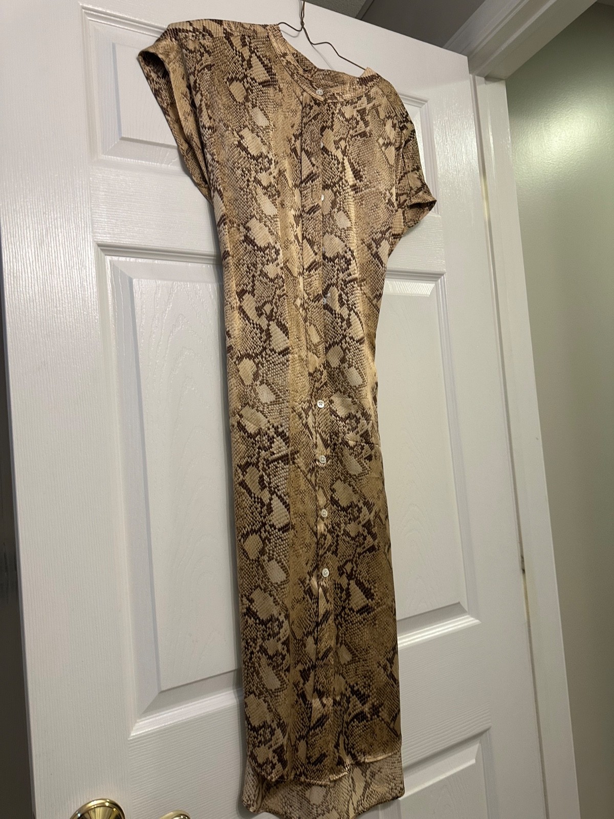 Banana Republic Dress XS Womens Serenade Silk Snakeskin Midi Shirtdress