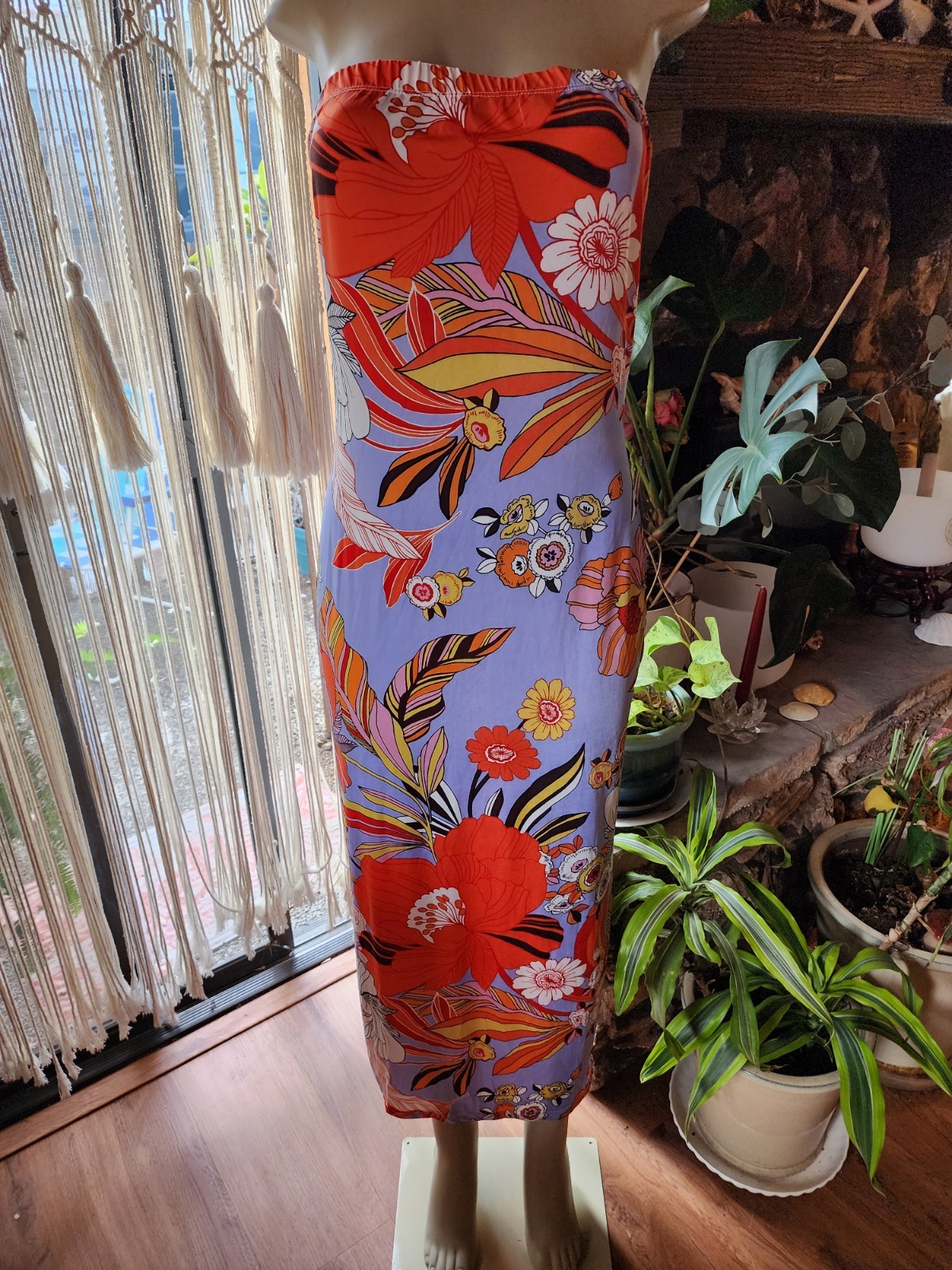 Women’s Size M Multicolor Floral Sleeveless Maxi Dress Slit Pullover