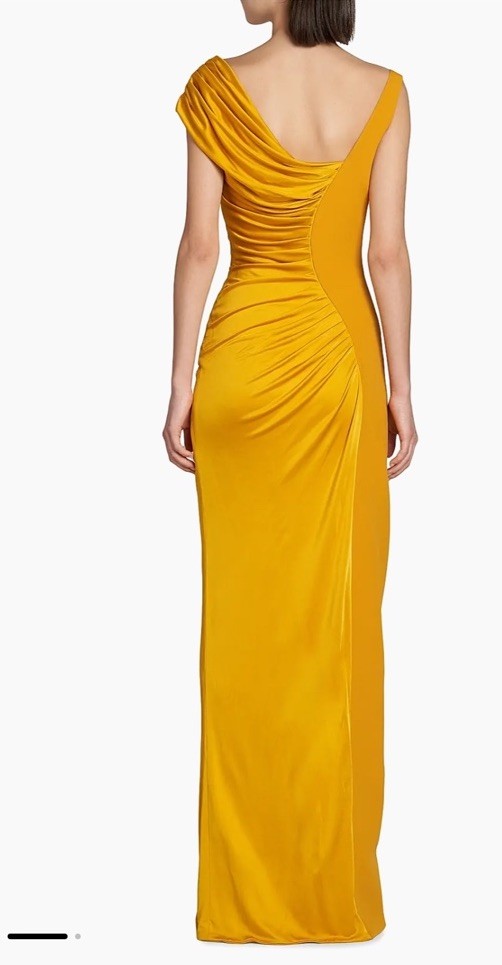 Versace Gown Medusa Liquid Jersey Sz 40 Italy US 4 Marigold $4490