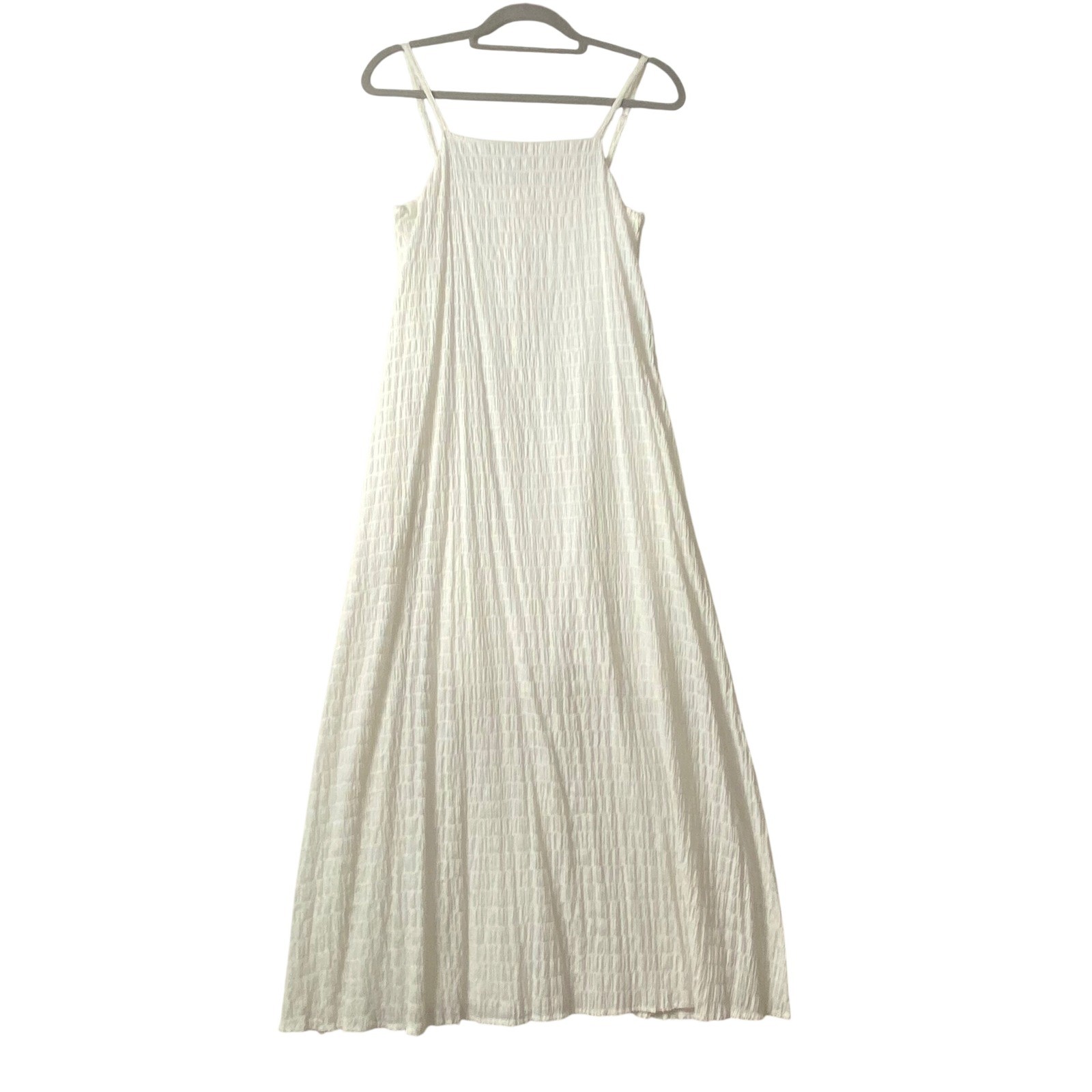 Grade & Gather White Textured Cotton Maxi Dress Small 60496WS Spaghetti Strap