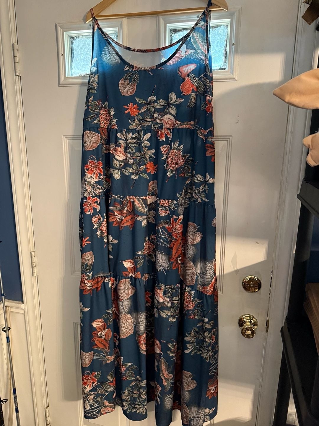 SHEIN Curve Floral Print Spaghetti Strap Tiered Maxi Dress