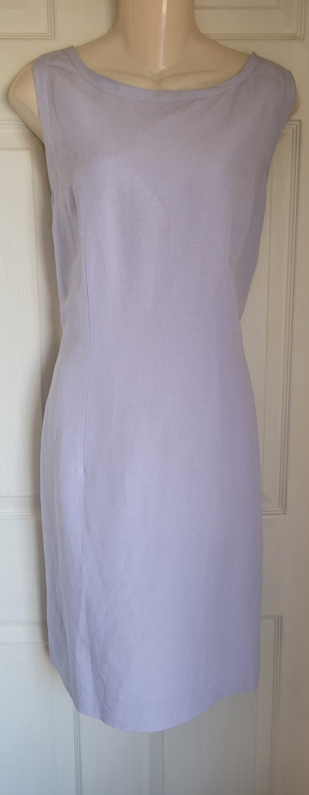 Laura Scott Lilac Purple Linen/Rayon Lined Sleeveless Shift Sheath Dress Size 14