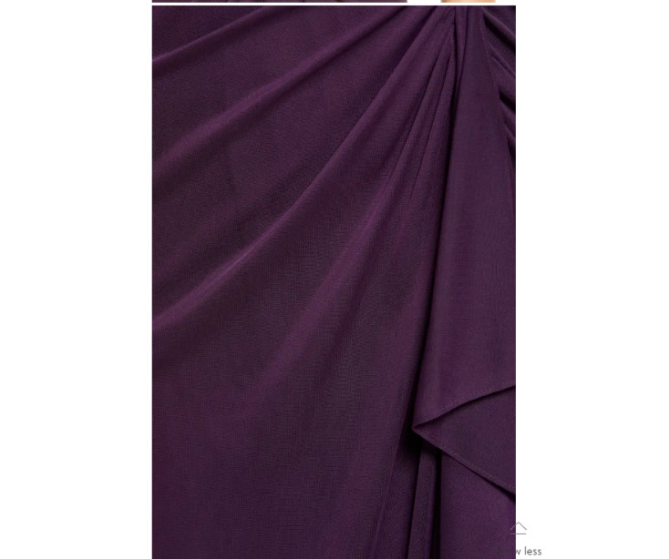 ALEX EVENINGS Purple Eggplant Sequin Beaded Jewel Lace Ruffle Gown Maxi Dress 16