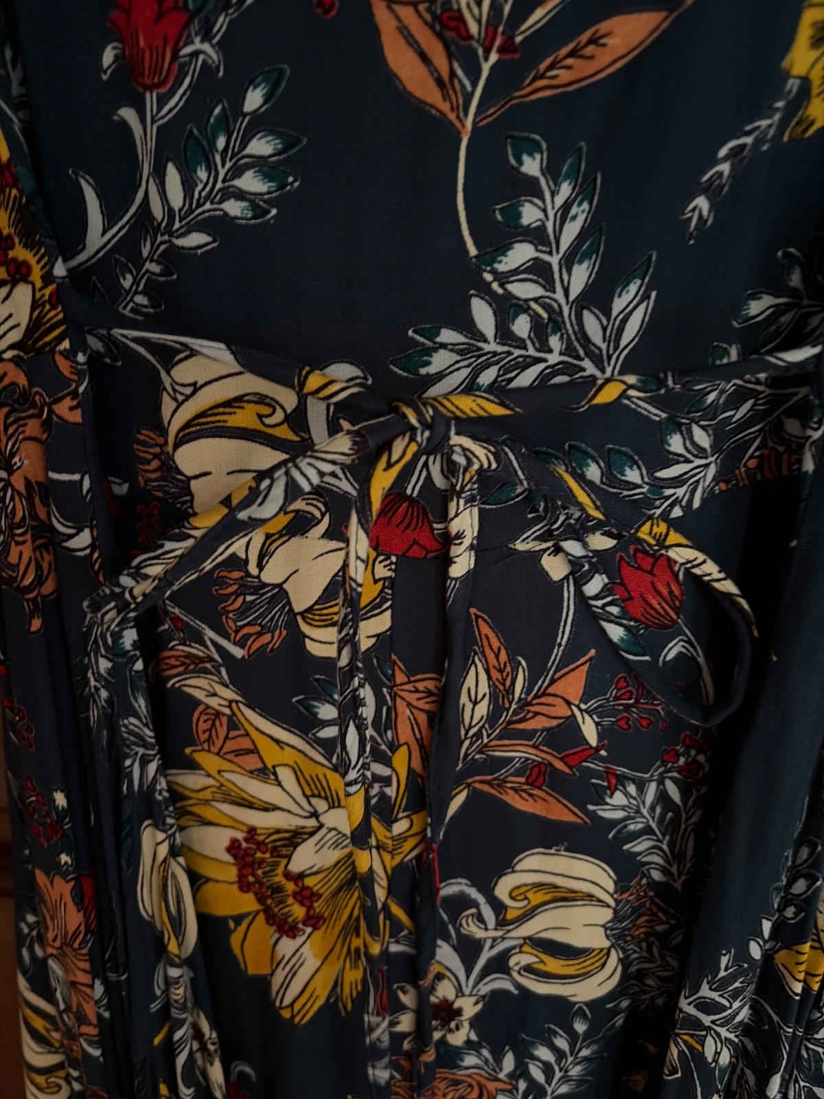 Nostalgia Hankerchief Hem Blue Floral Dress Size M