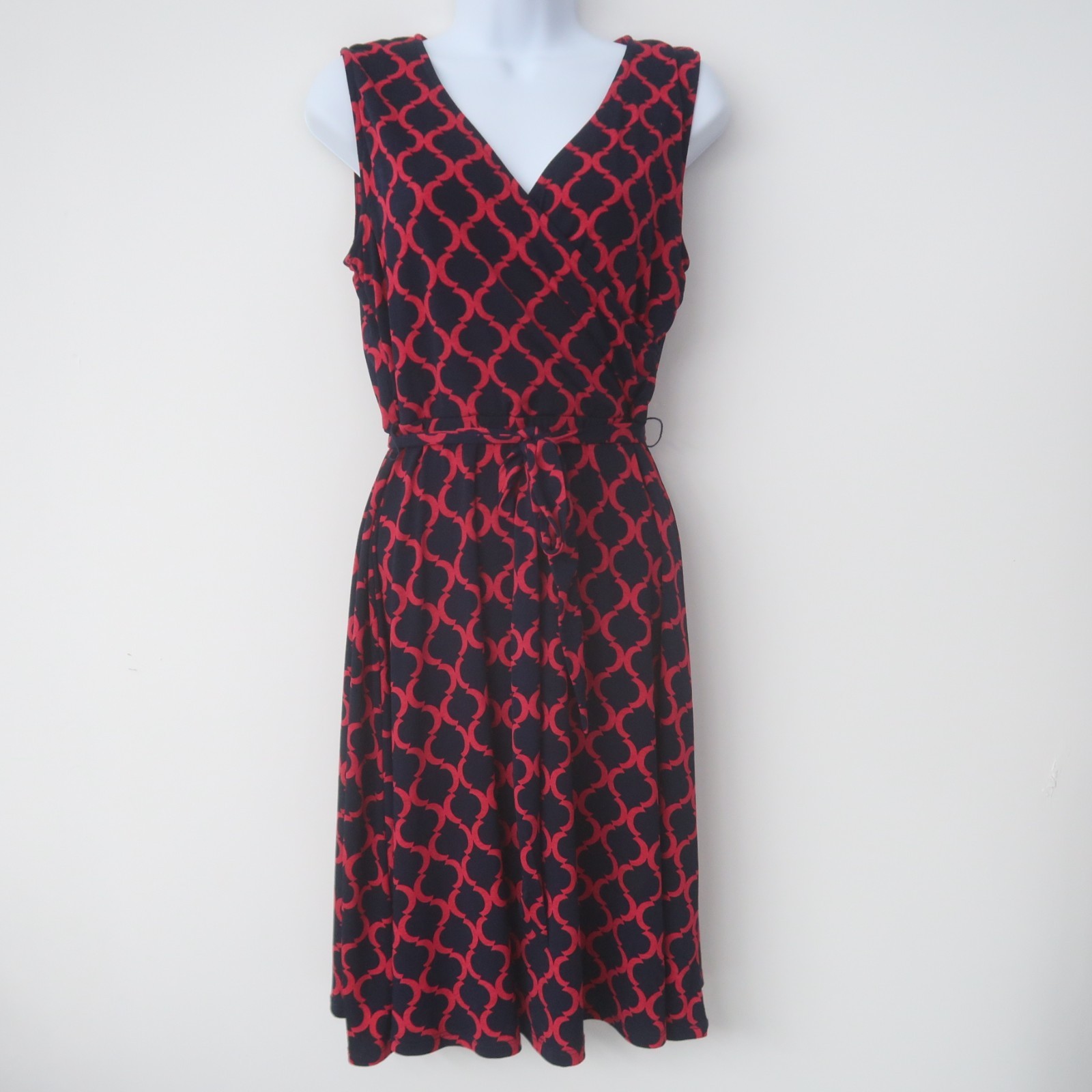 41 Hawthorne Faux Wrap Dress Size Medium Stretchy Knit Non Wrinkle Travel Mod