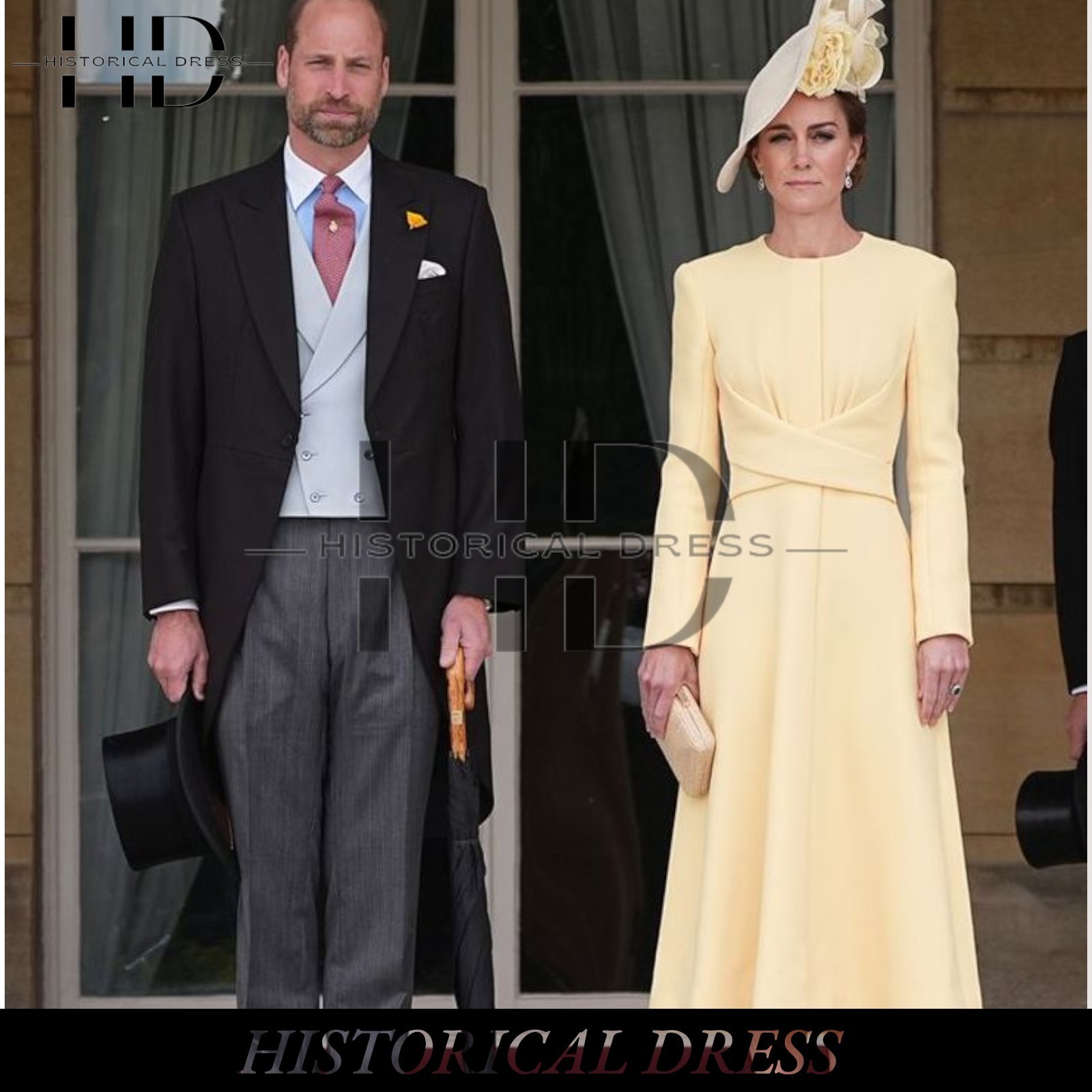 Princess Kate Middleton Off-White Wool Coat Dress | Vintage Midi A-Line Gown