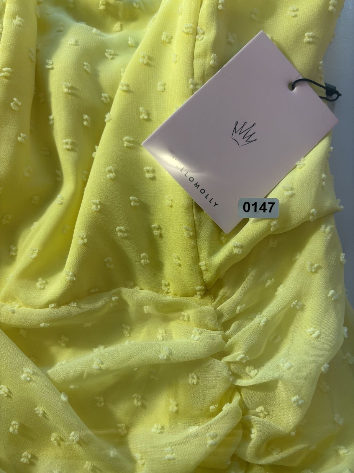 Hello Molly Face On Magazines Strapless Yellow Mini Dress Ruffle Hem Ruching