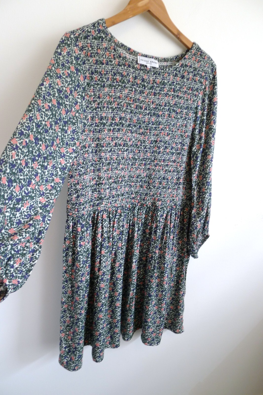 APIECE APART Olivia Floral Smocked Floral Babydoll Mini Dress Shopbop 12 XL $325