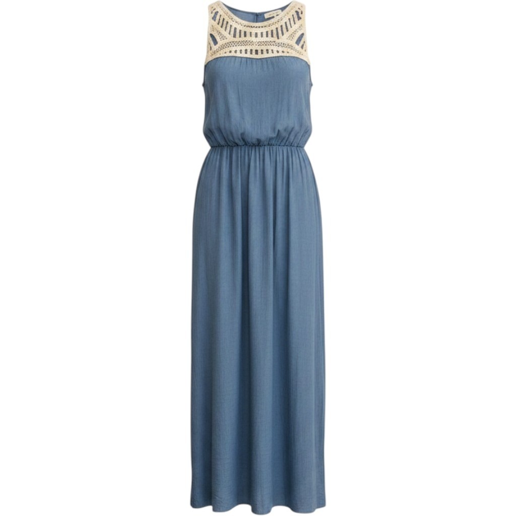 Cloth & People Womens Blue Crochet Neck Sleeveless Maxi Dress Small CP02S03A