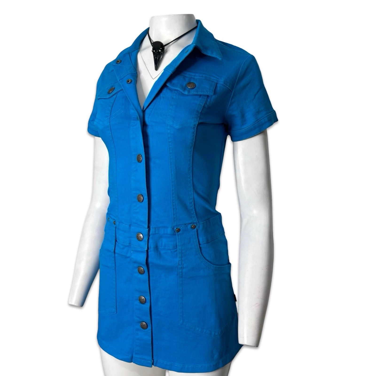 TRIPP NYC PUNK ROCKER ROCK STAR EMO TURQUOISE RETRO 80S MINI DRESS IO2141