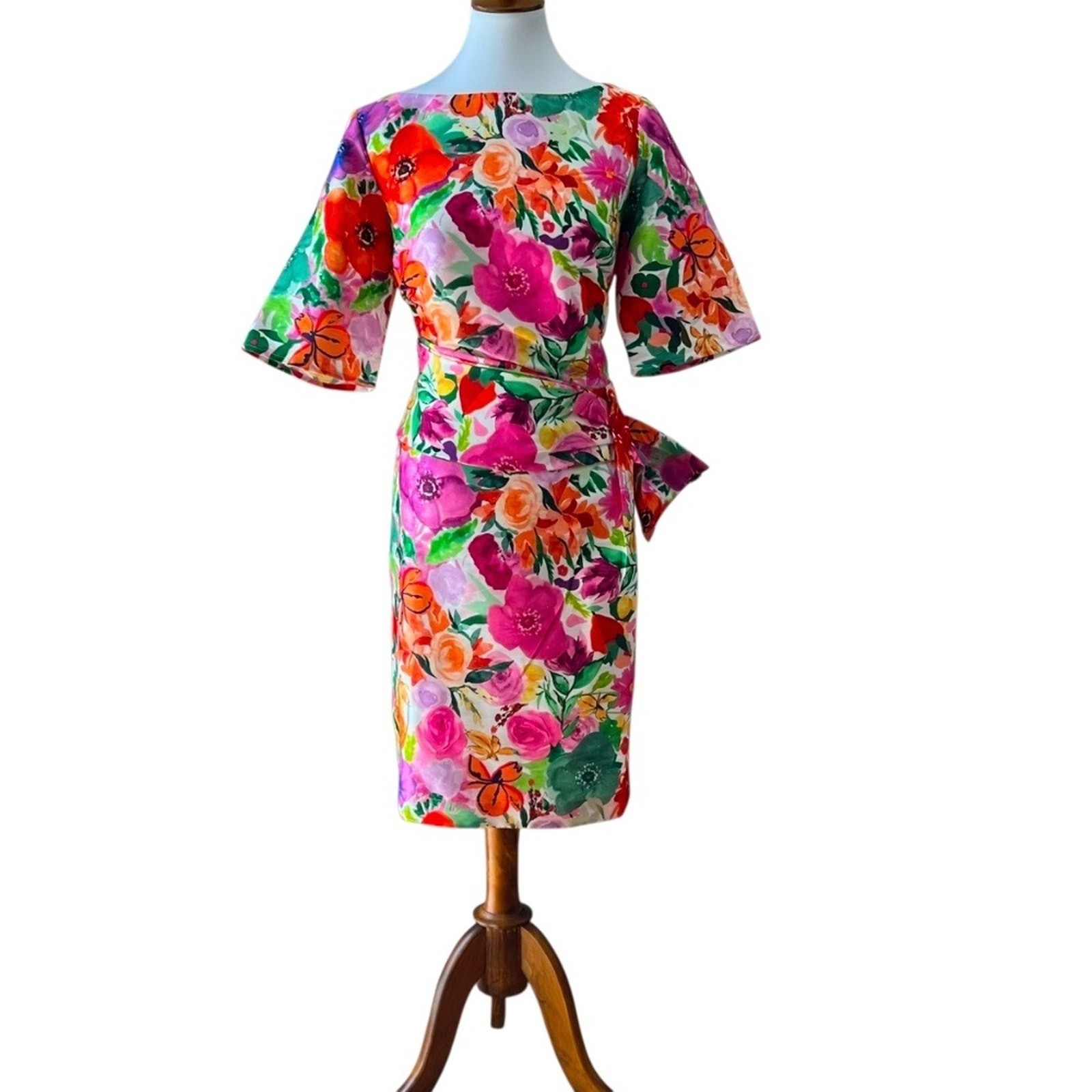 Plus Size Cocktail Dress 1X Retro Semi Formal 16W Classic 60s Wedding Guest XXL