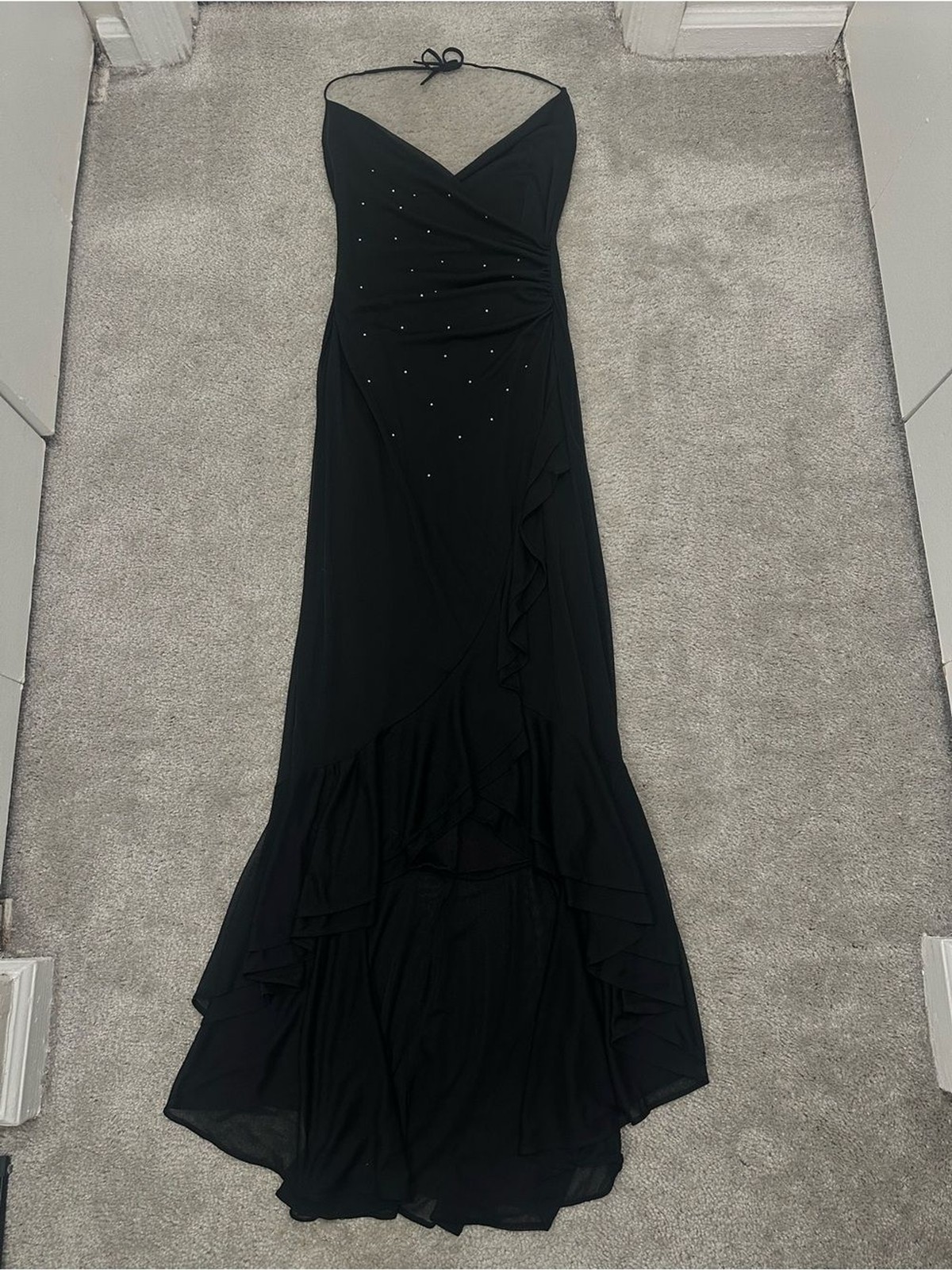 Rampage VINTAGE Halter Ruffle Evening Gown in Black Size Medium