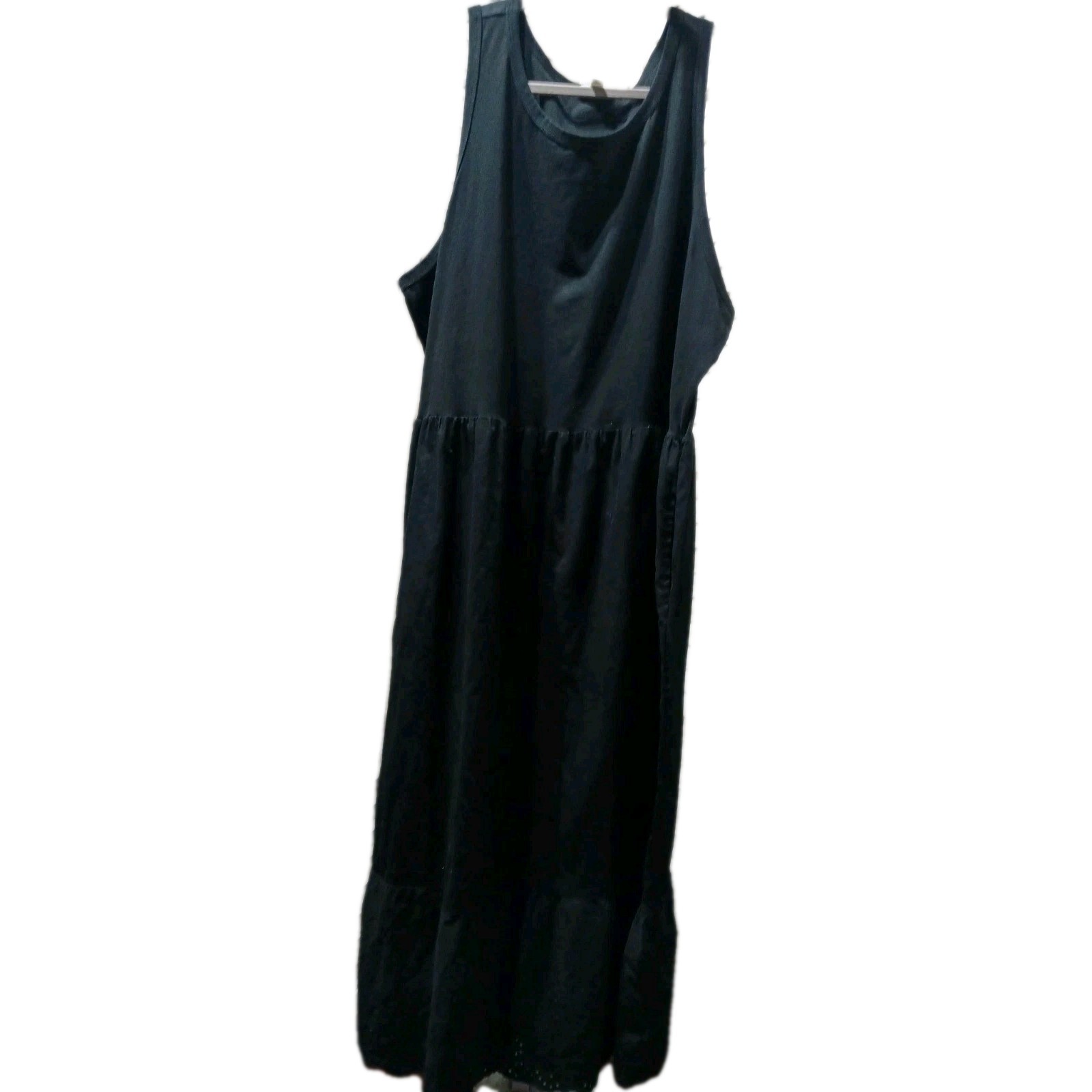 Terra Sky Womens Dress Size 2X 20W/22W Black Sleeveless Long Maxi Pockets Lace