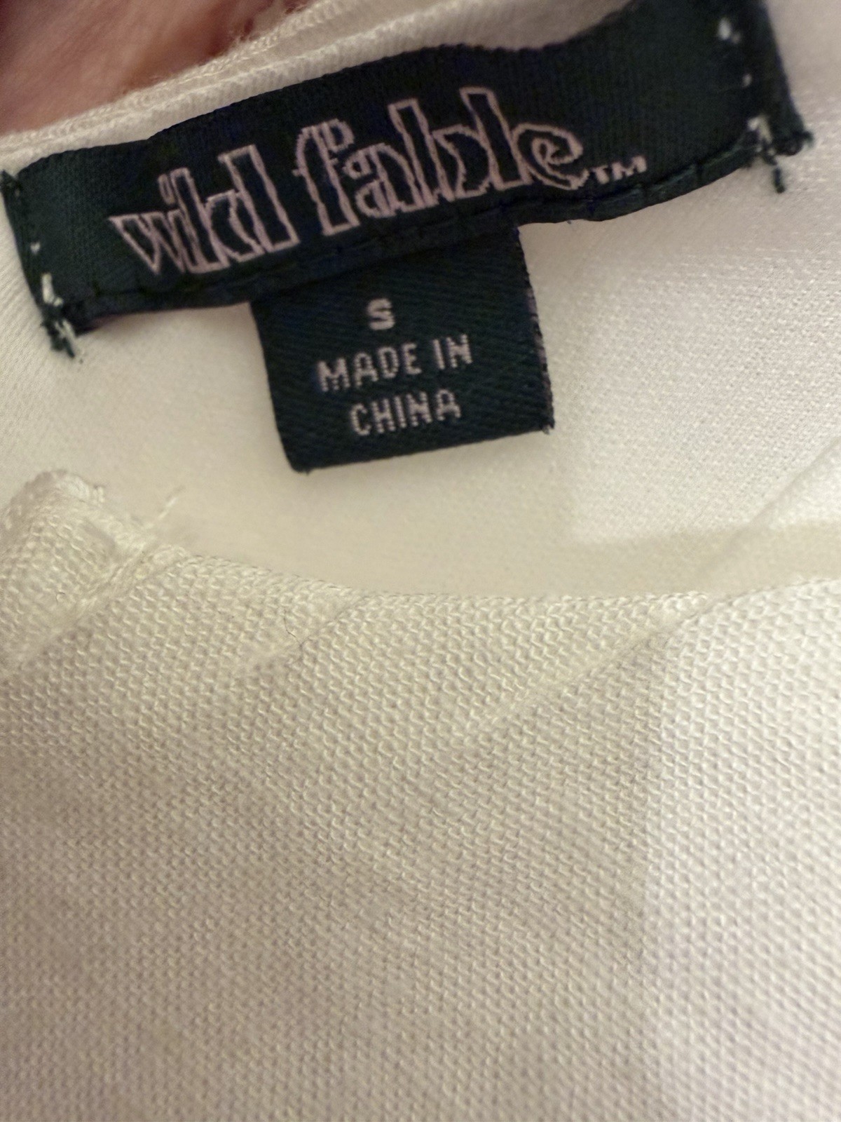 Wild Fable White Mini. Drop Waist Covered Buttons. Sz Small Rayon/Linen