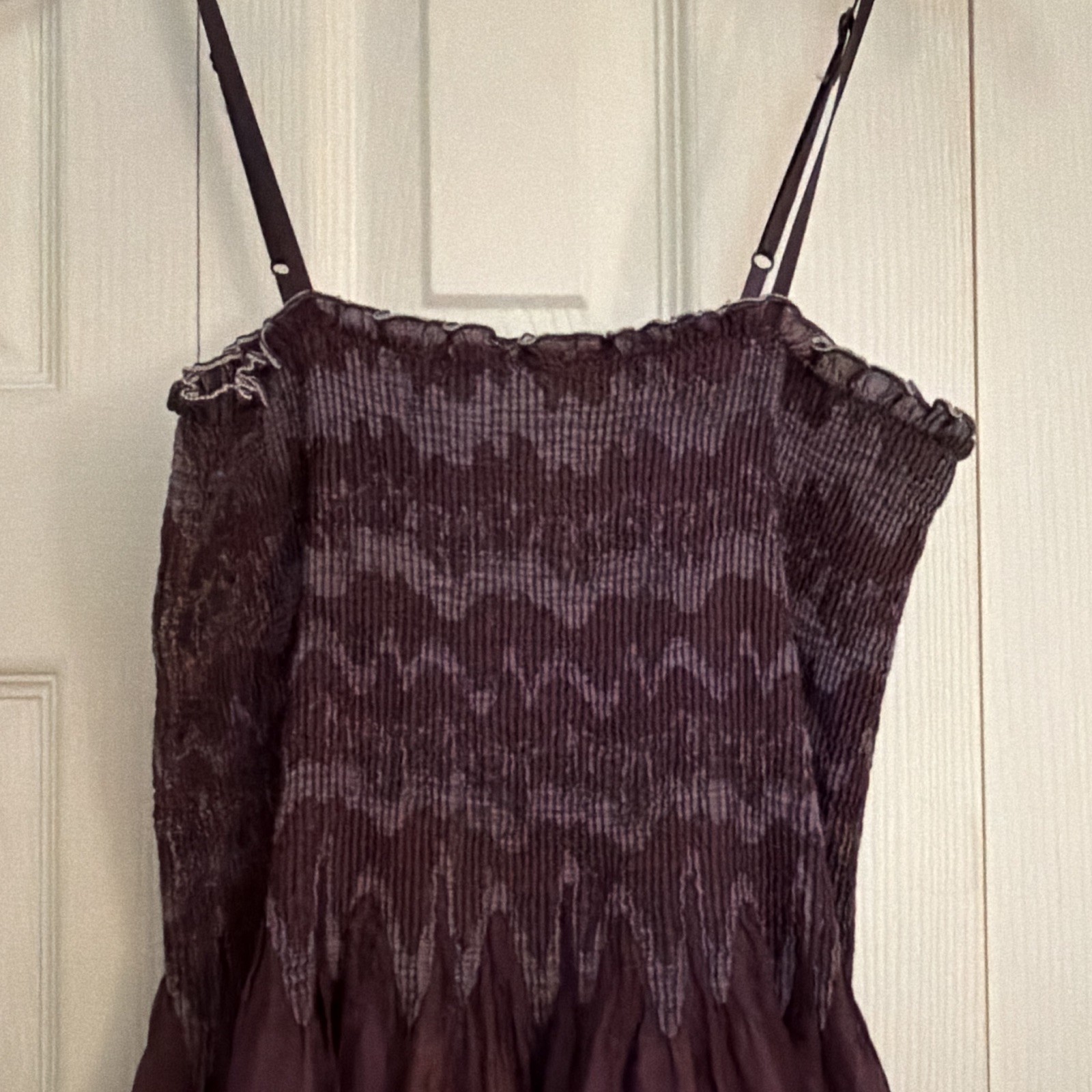 Max Studio One Size Purple Smocked Midi Sundress Adjustable Straps Floral
