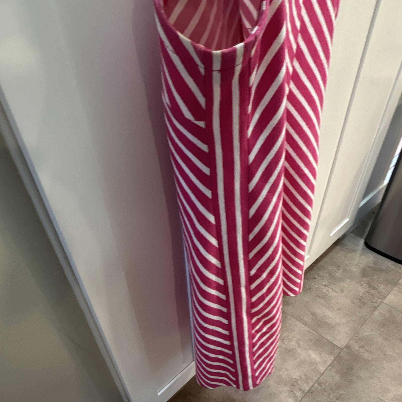 Talbots Petite XL Pink White Striped Knit Sheath Dress Sleeveless Zip