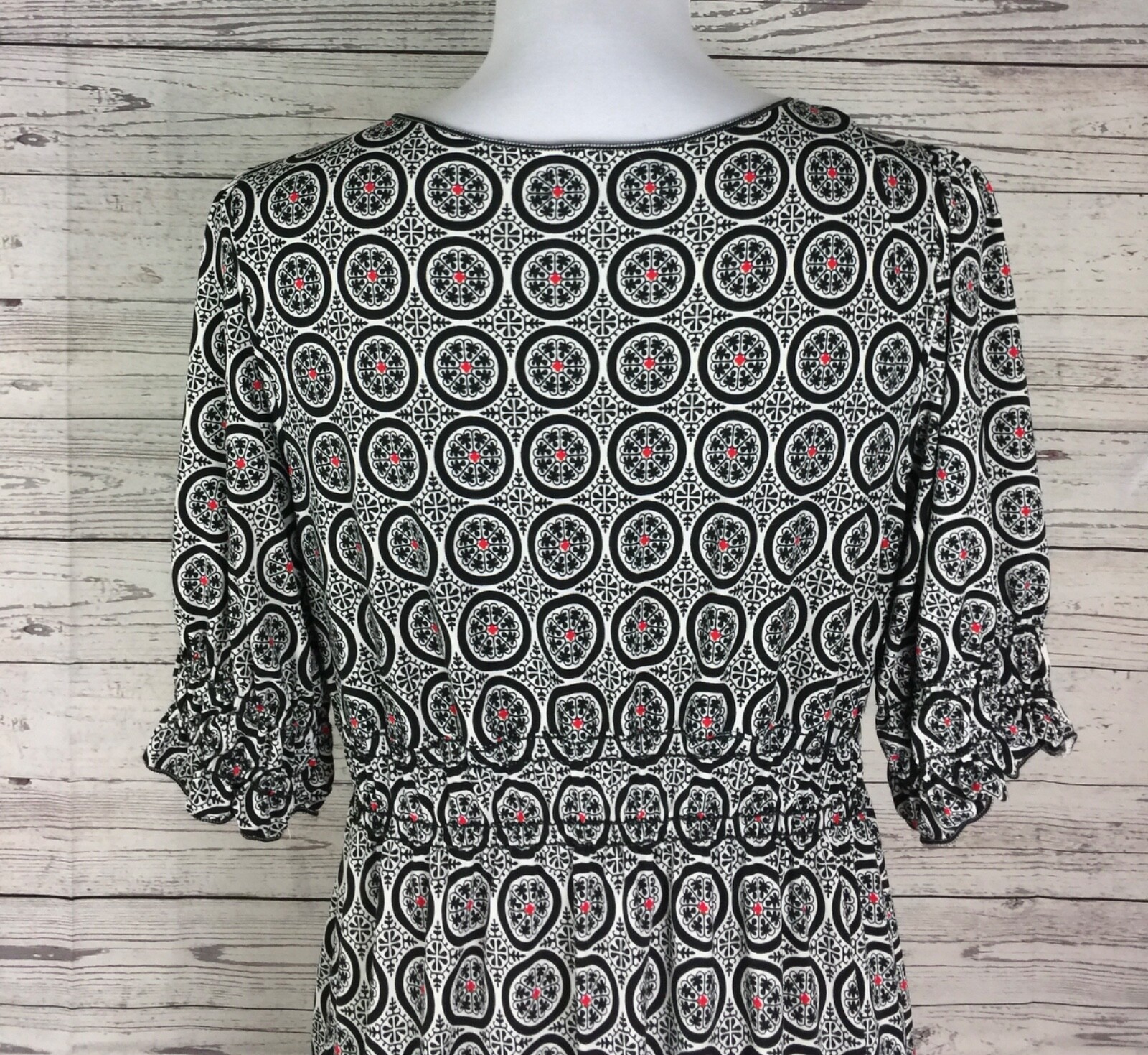 Max Edition Multicolor Geo Print Short Sleeve Surplice Blouson Dress Size M