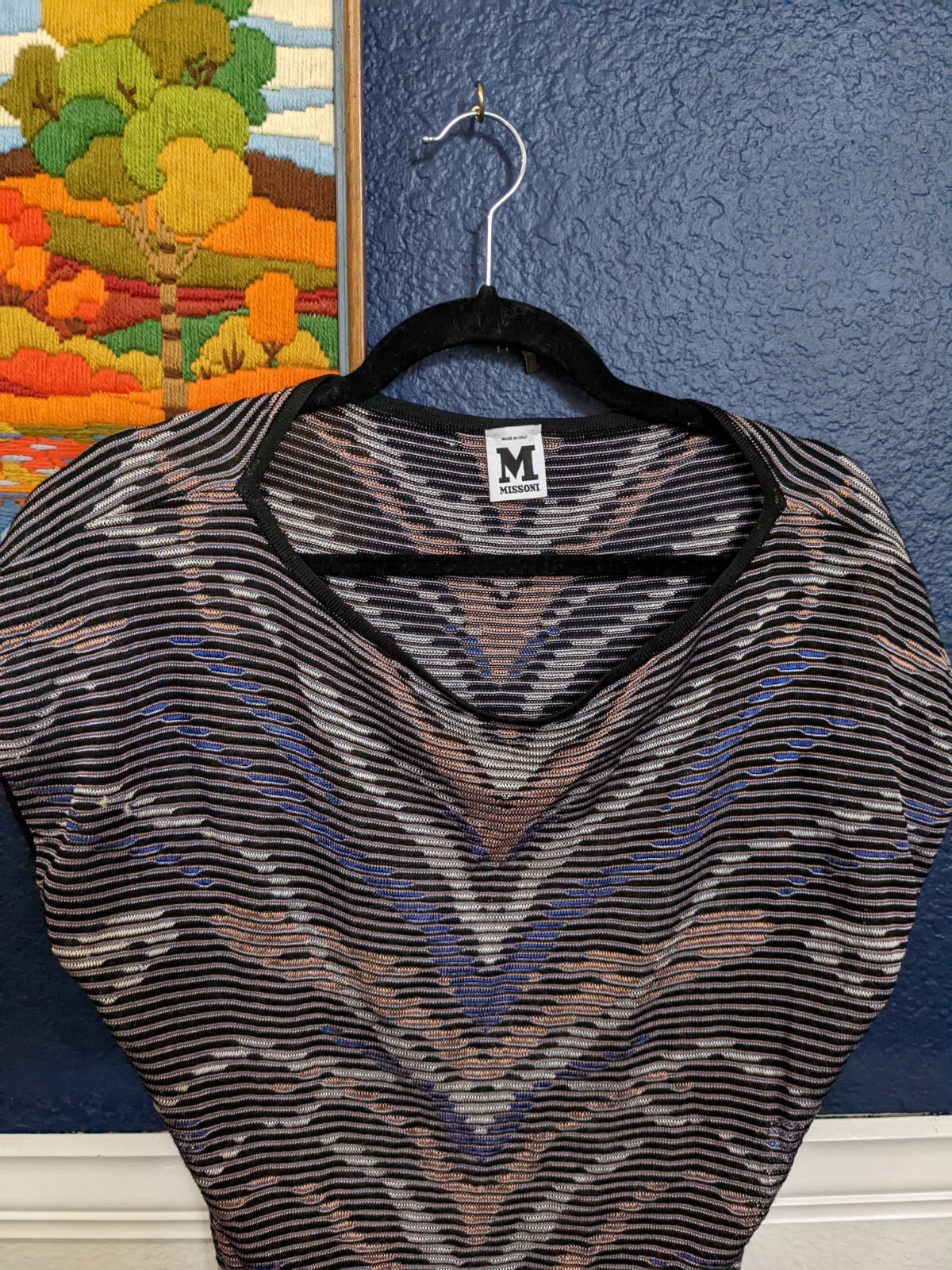 Missoni Crochet Diagonal Sheer Short Sleeve Italy Dress Sz 38 Small S