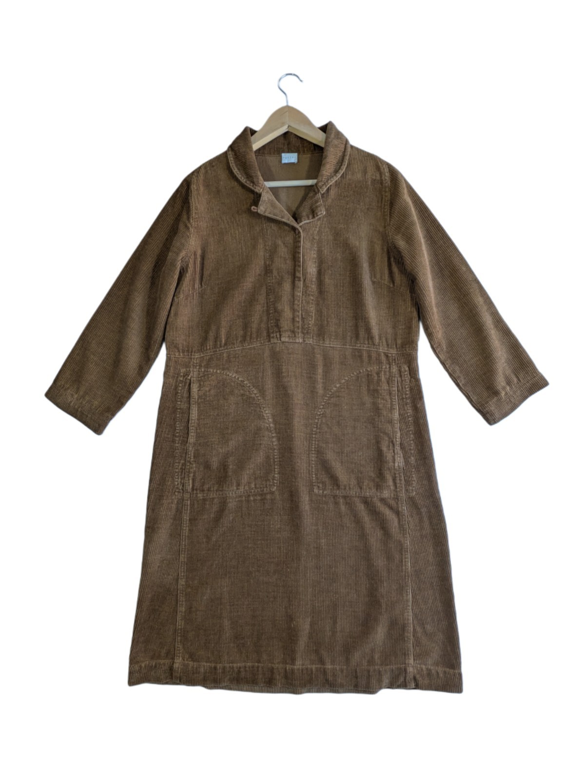 Poetry Dress Corduroy Ladies Dress UK 10 Brown Hemp Cotton Yak Blend VGC