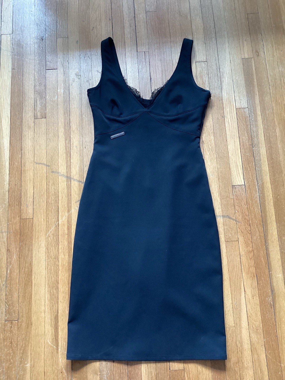 Versace Jeans Ladies Size Small Solid Black Sleeveless Dress,Polyester Blend