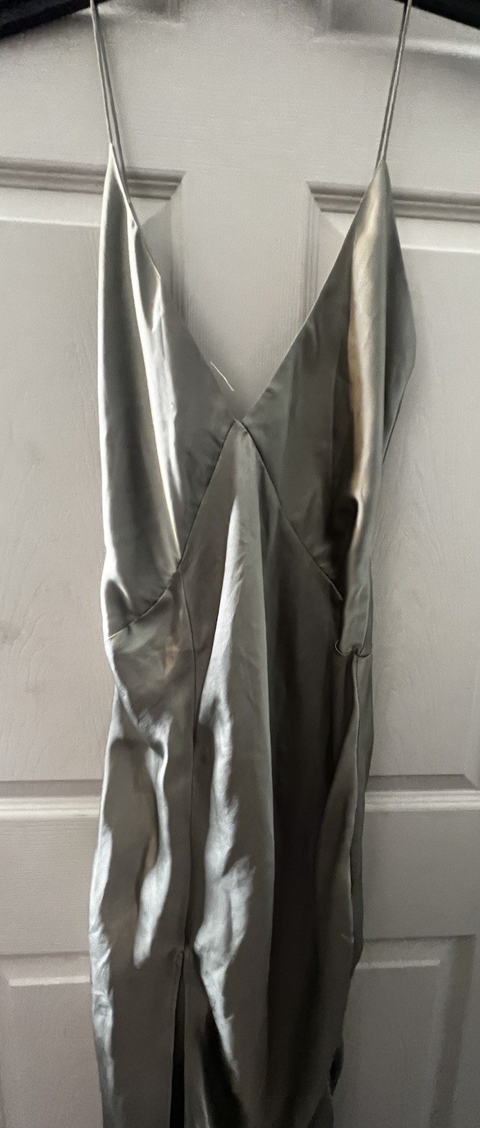 Missguided Olive Green Slip Dress High Split