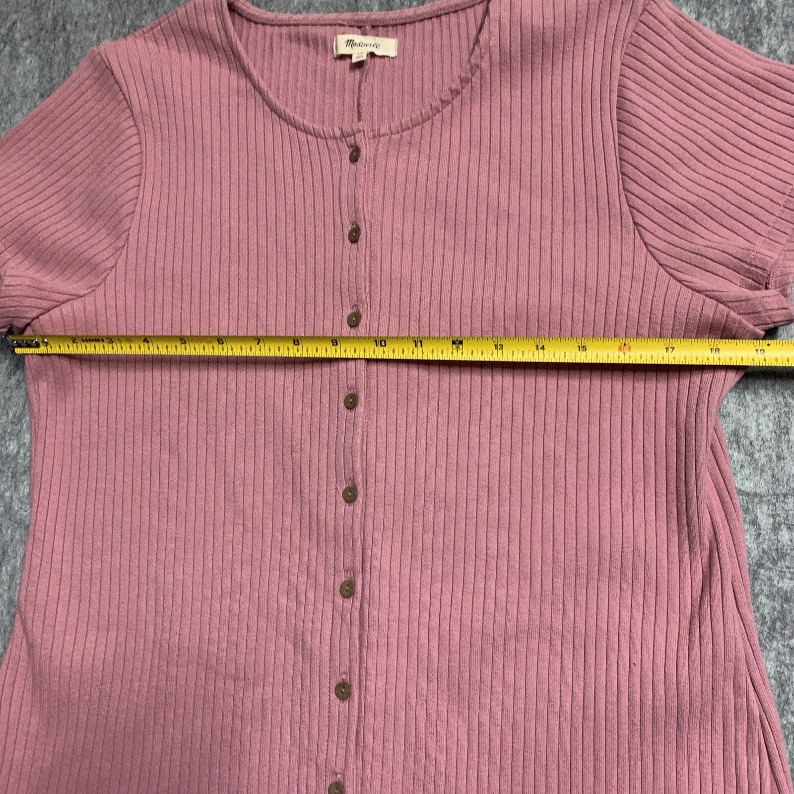 Madewell Button-Front Ribbed Mini Dress – Size XL Weathered Berry Style: AO580