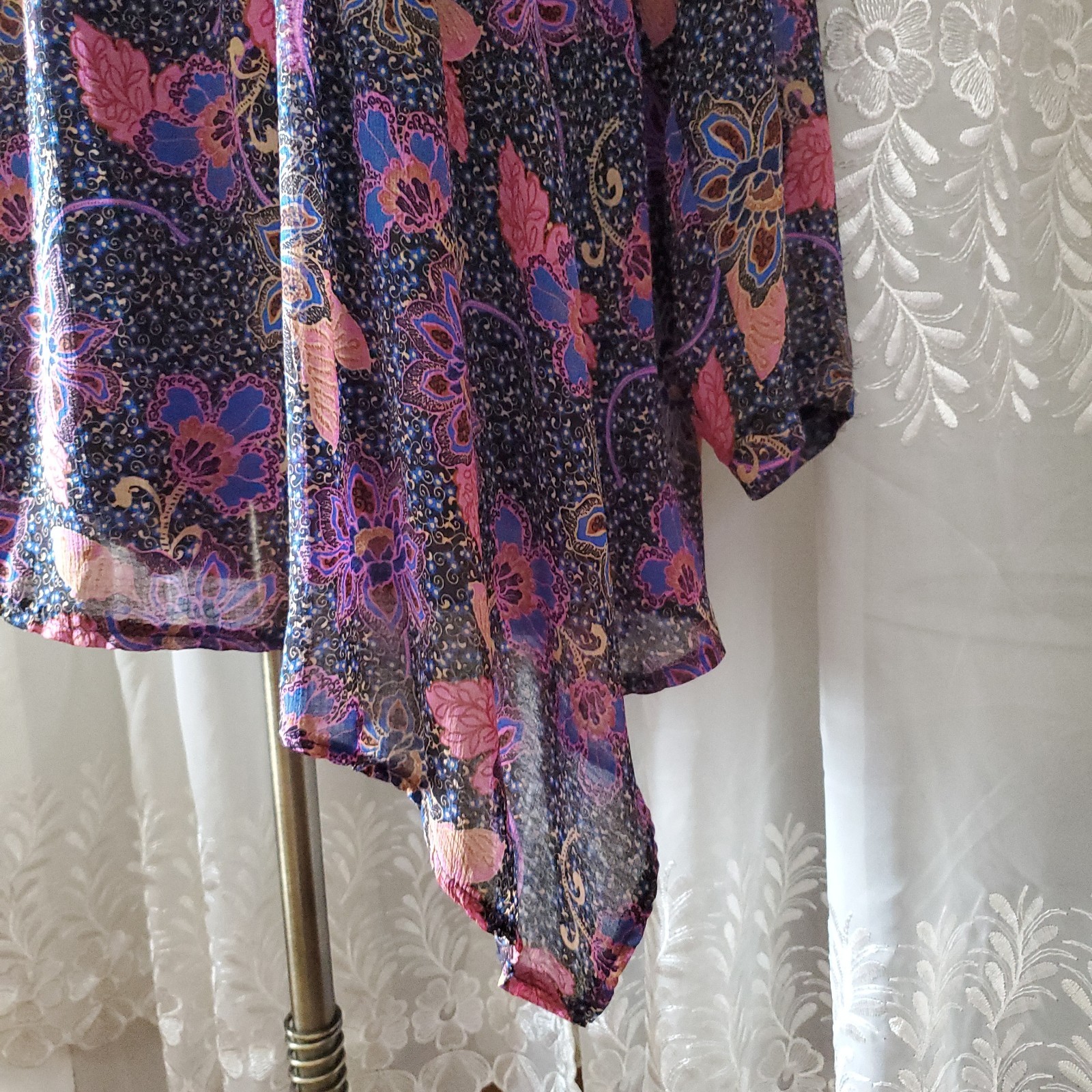 Free People Teegan Mini Dress Medium M Purple Floral Boho Fit Flare Wrap Dress