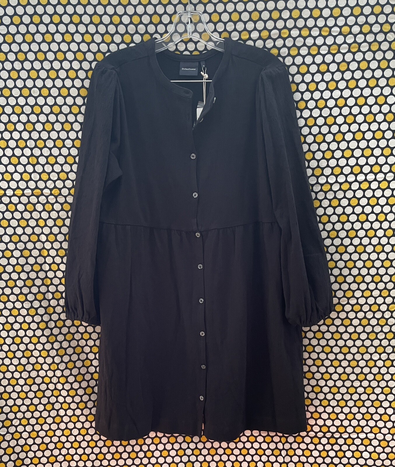 Richer Poorer Womens Black Size M Cloud Button Up Long Sleeve Shirt Dress Frock