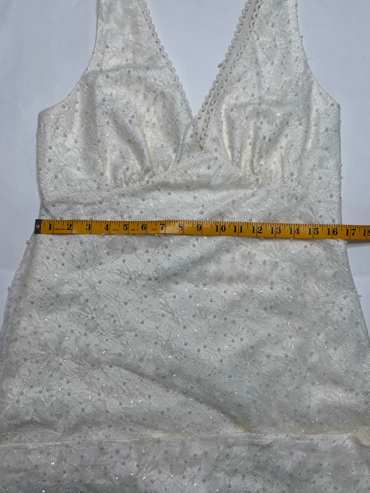 Embellished Beaded Sleeveless Maxi Dress Cream – NWT Formal Evening Gown – Large