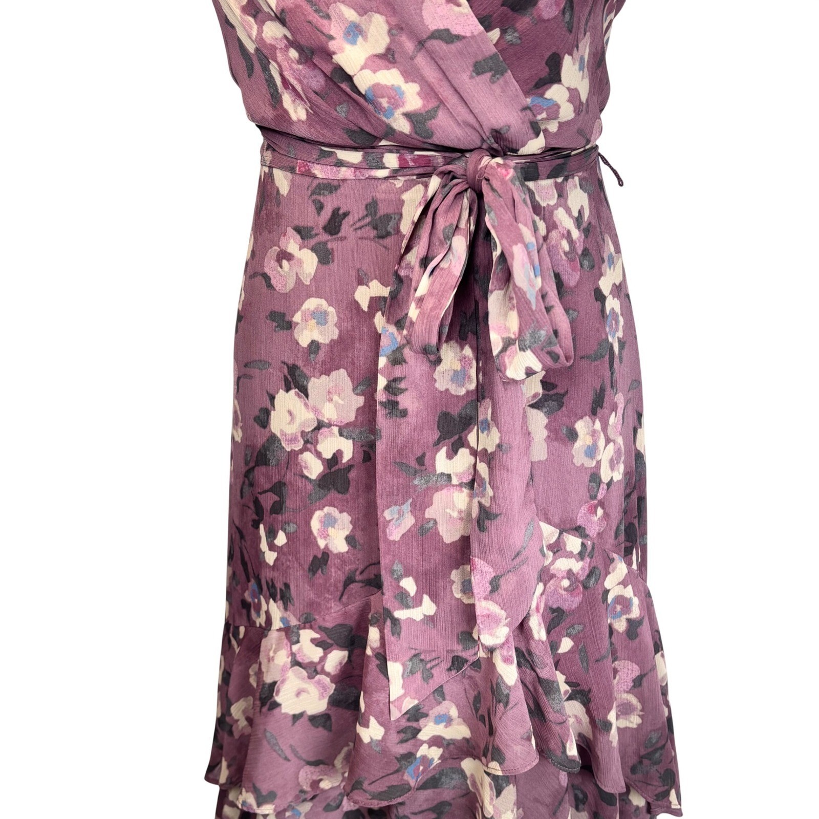 Ralph Lauren Maxi Dress Georgette Chiffon Floral Layered Ruffles Cottagecore 8