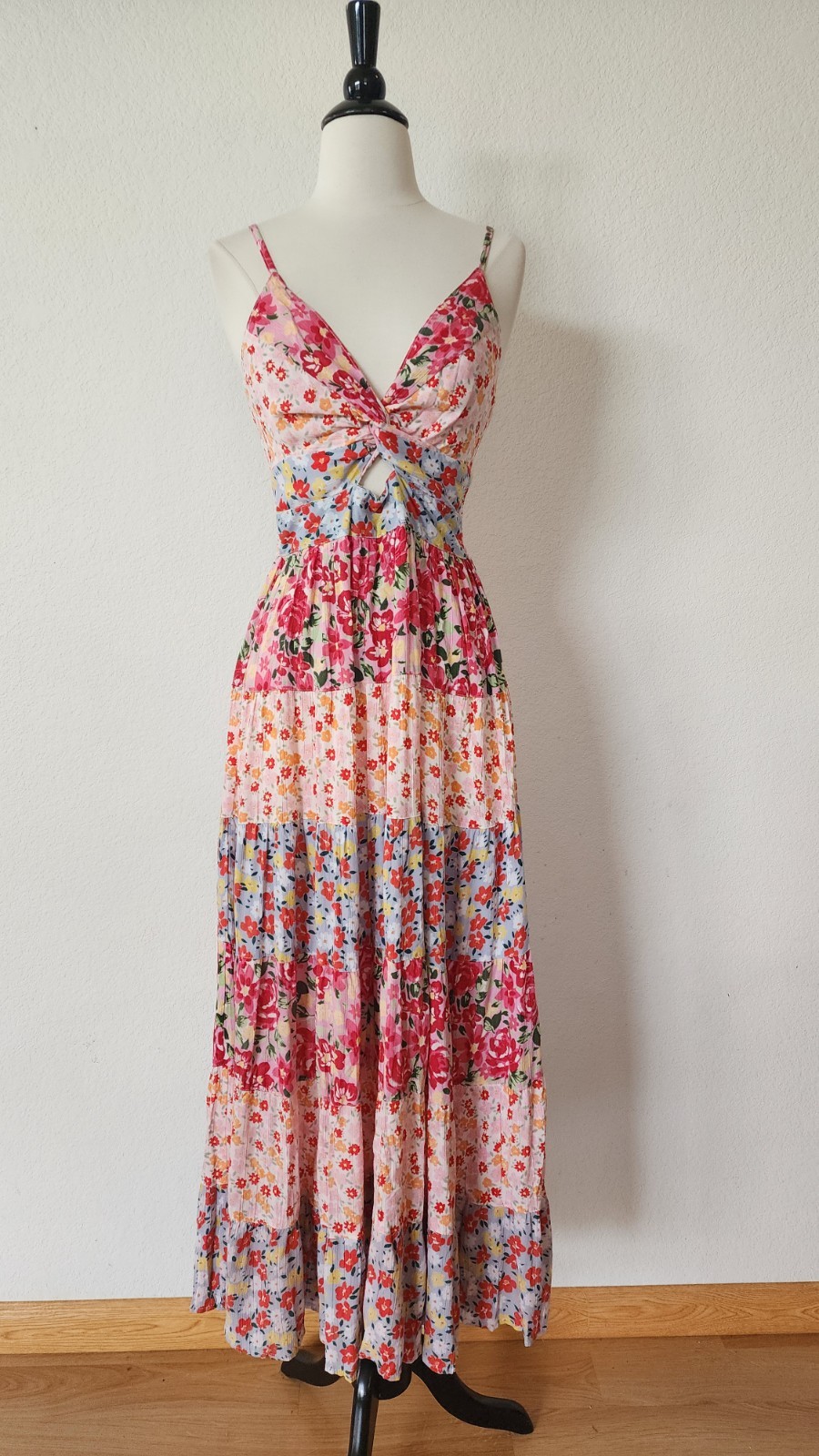 New Anthro Maxi Dress Size Medium Pink Floral Coquette Wedding Brunch Cottage
