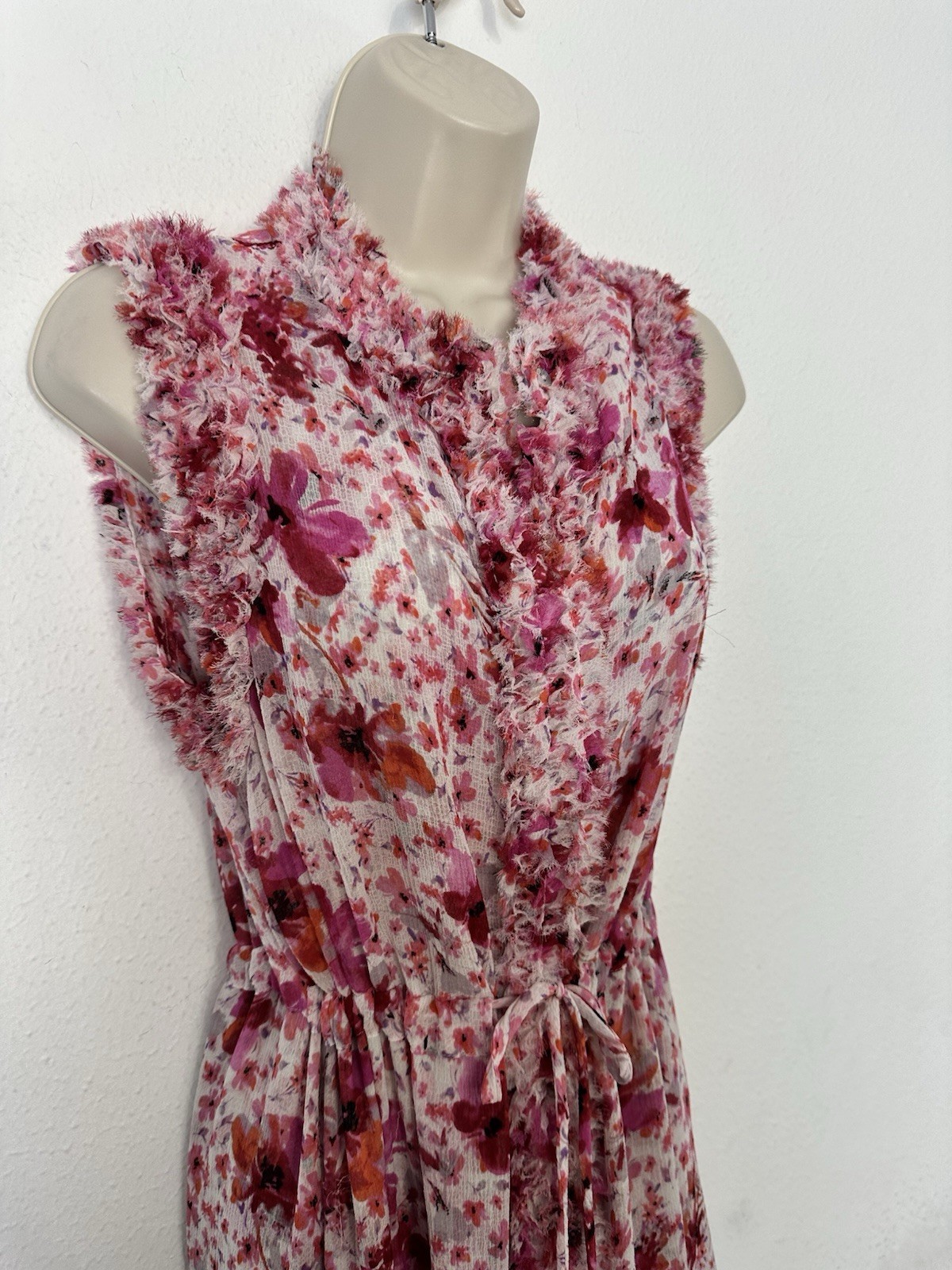 MISA Los Angeles Aurelie Floral Ruffled Maxi Dress Small Hi Lo Luxury Party $450