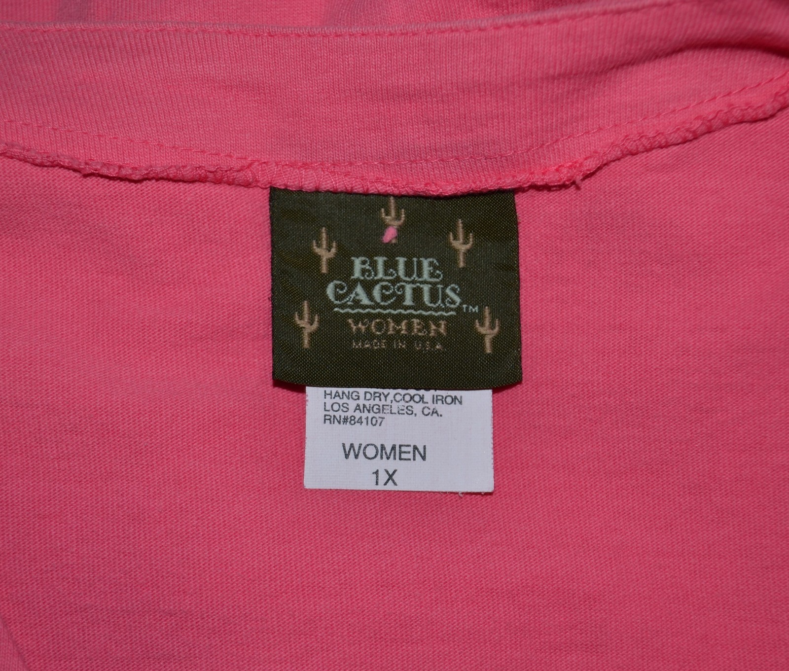 BLUE CACTUS NEW NWT Strawberry Pink Shirt Dress 1X Short Sleeve Buttonfront USA