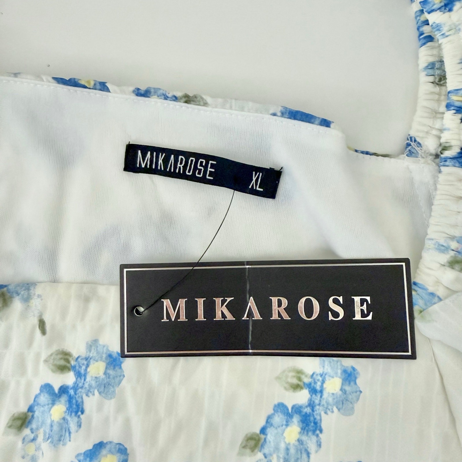 Mikarose The Clove Cornflower Blue Mini Dress Babydoll XL NWT White Floral