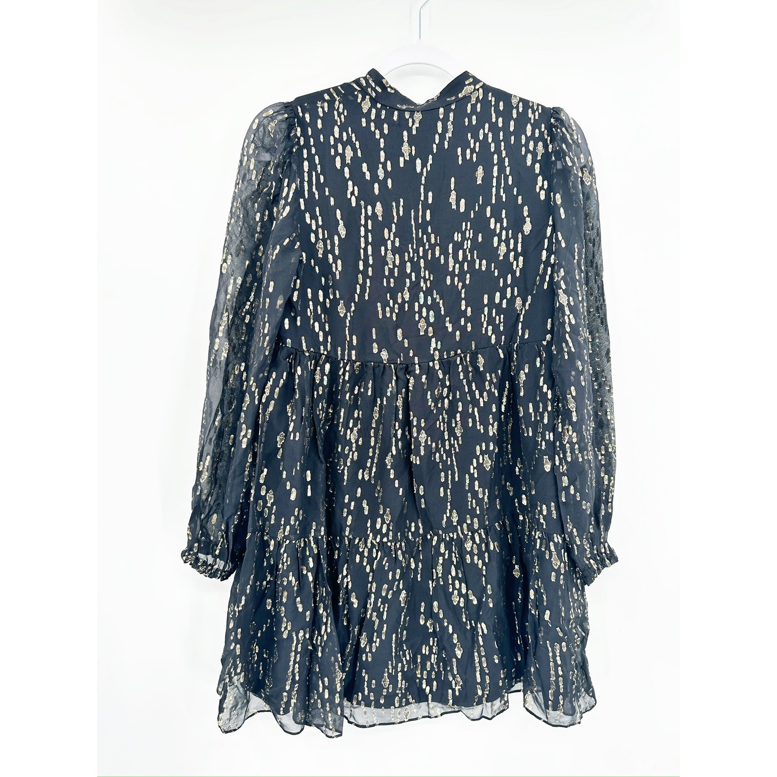 Lilly Pulitzer Winona Silk Swing Dress – Onyx Fish Clip Gold Chiffon S NWT