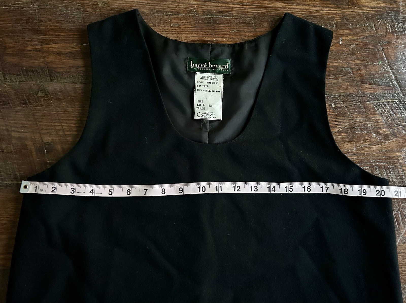 Harve Benard 100% Wool Jumper Dress Size 14 Black Sleeveless Pockets Ukraine
