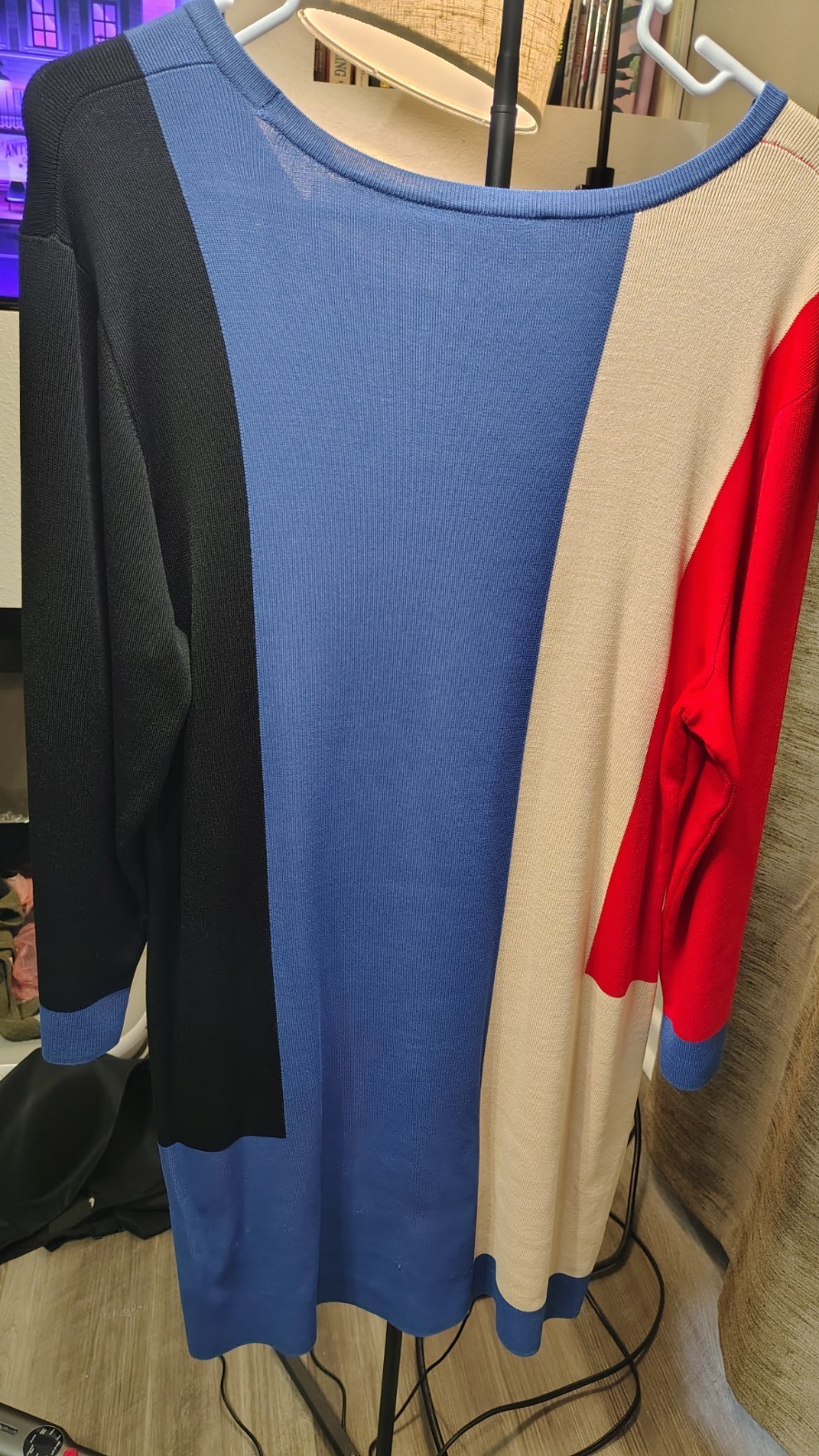 Doncaster Collection Women’s Plus 1W Colorblock Knit Sweater Dress 3/4 Sleeve