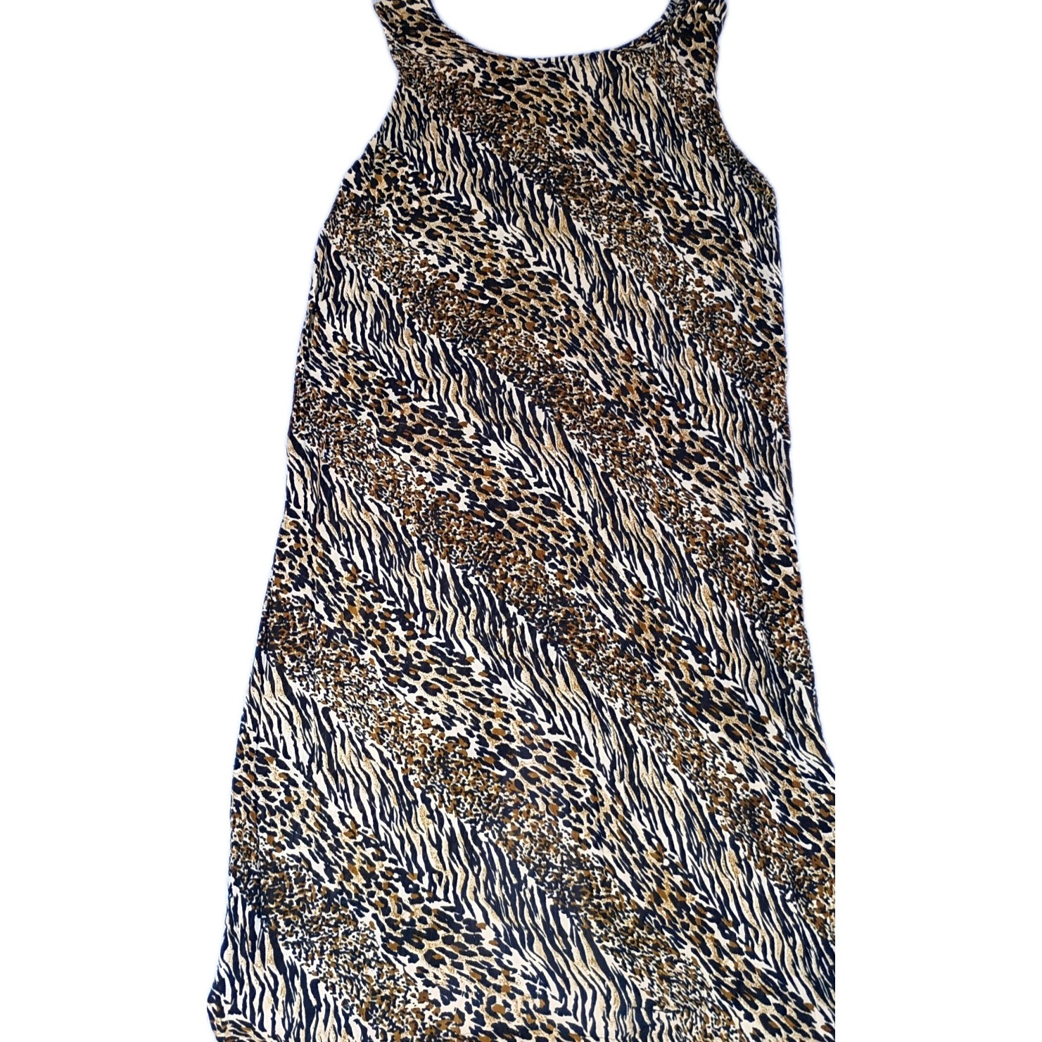 Animal print long dress Tunic Beach airy sleeveless size 2XL