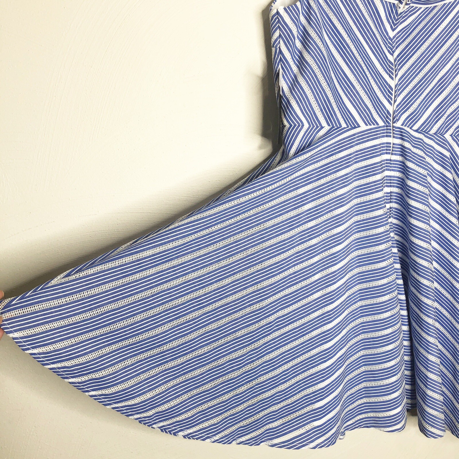 Junior’s Striped Sundress A-Line Dress Cold Shoulder $59 City Studio Blue Sz 11