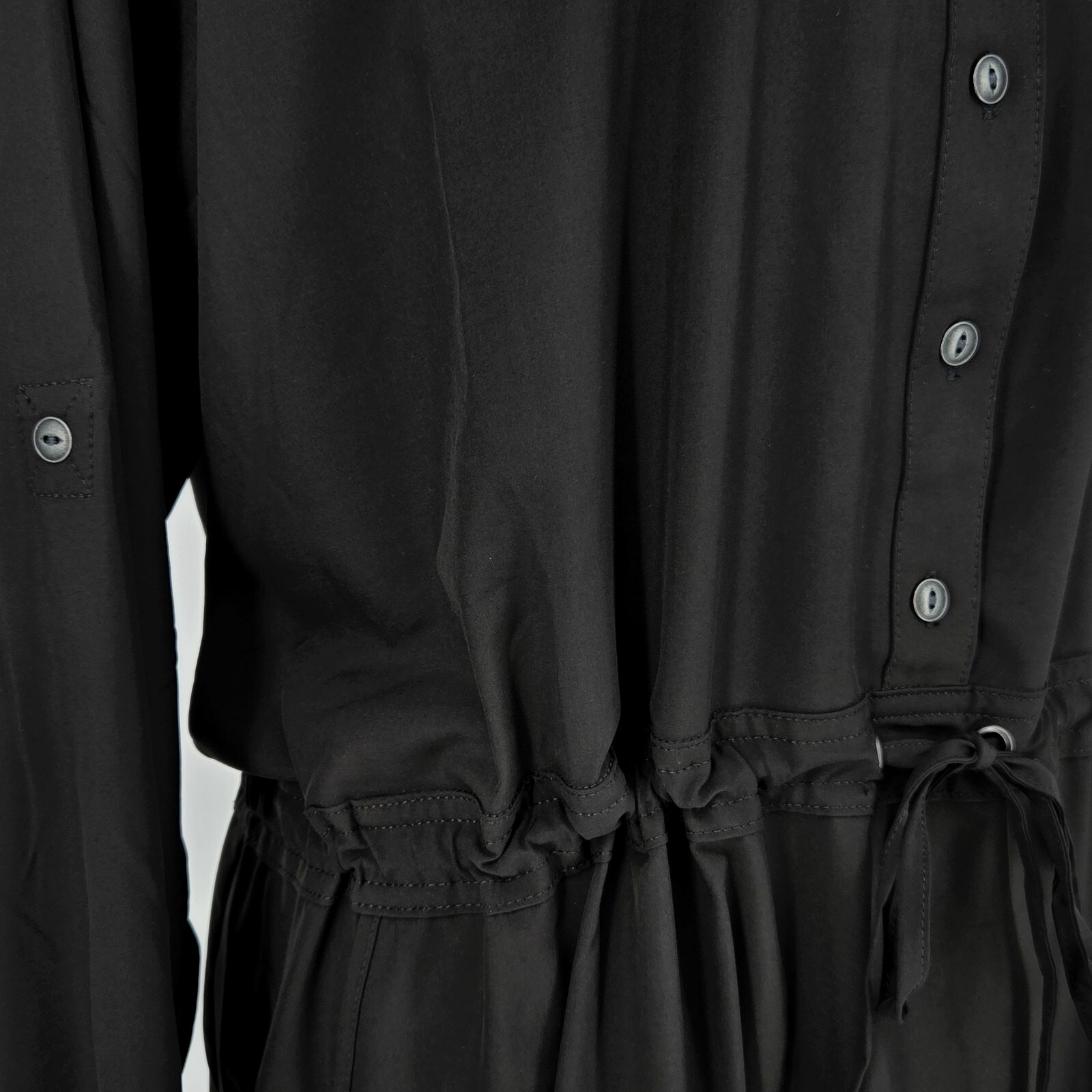 Orvis Dress Womens 2XL Black Henley Tie Waist Stretch Pockets Pack and Go New