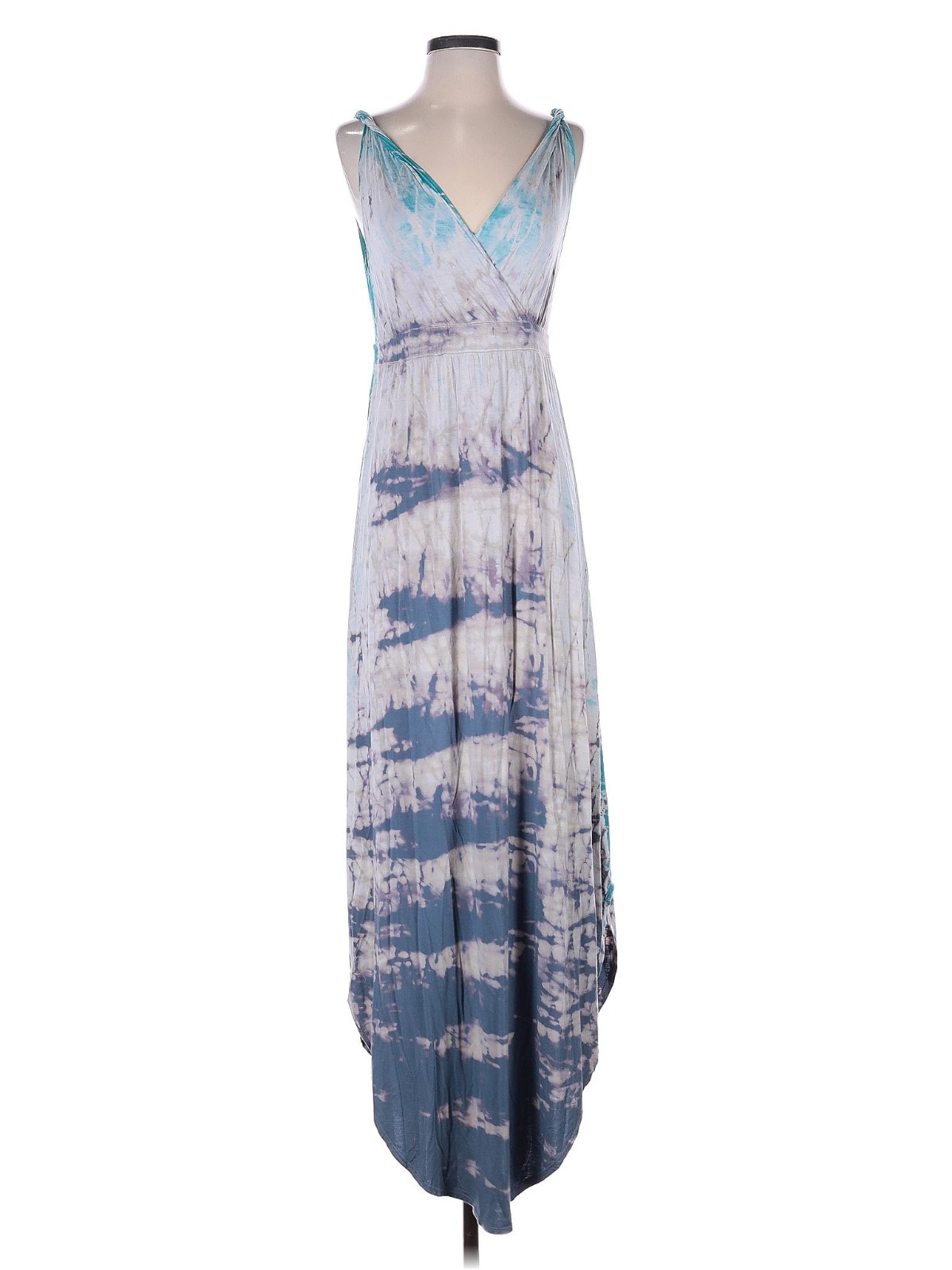 GYPSY 05 Gypsy05 Twist Maxi Dress Bamboo Jersey Teal Blue Tie Dye sz M