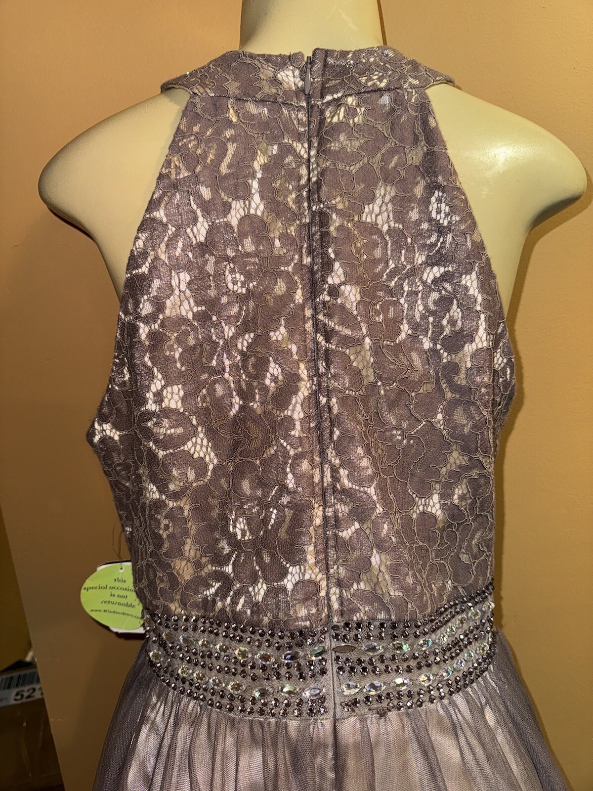 Mauve Taupe Prom Wedding Formal Dress Chiffon Formal Gown $199 See Pics Sz 13